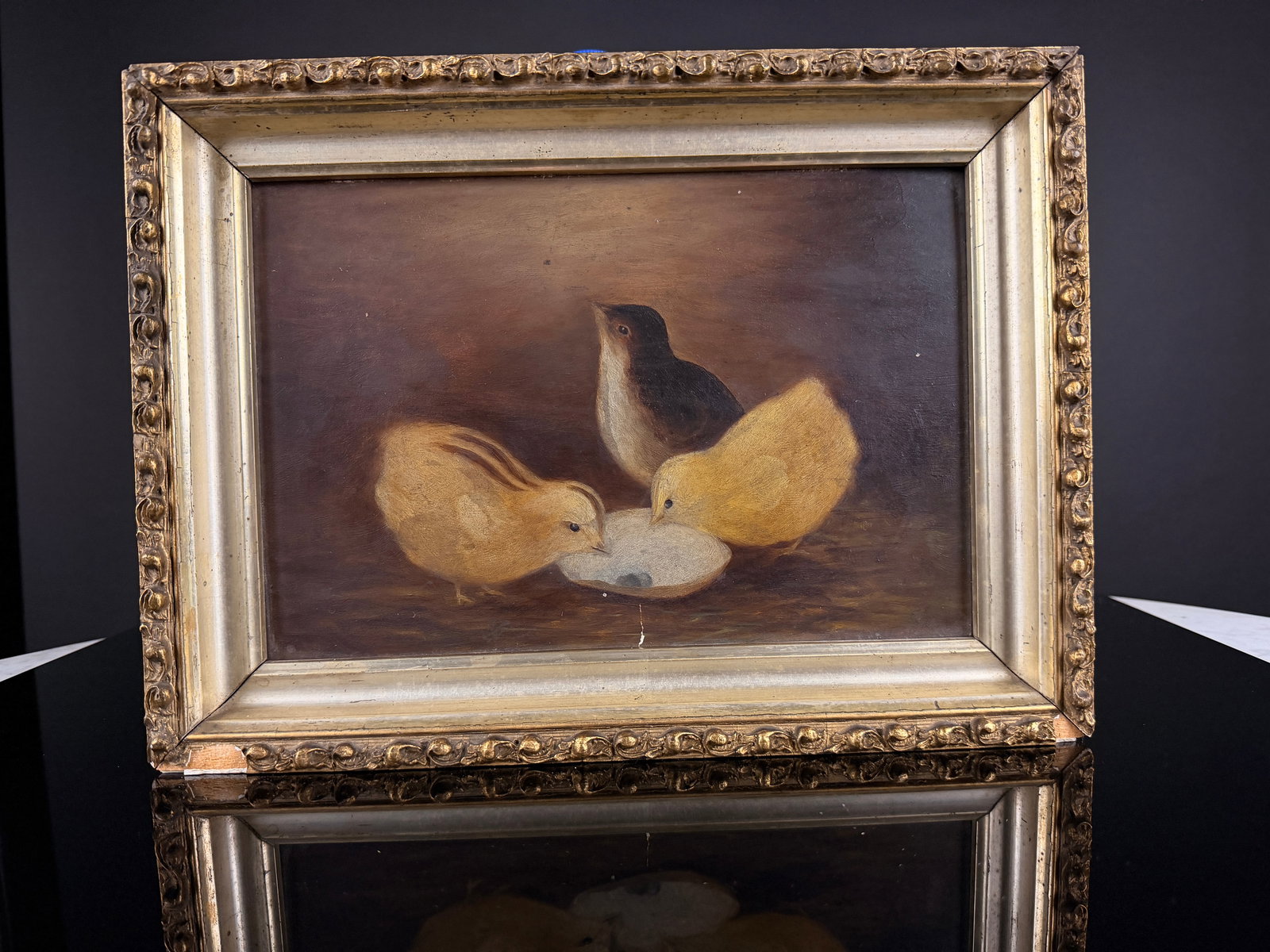 19th Century American School Oil Painting of Chicks (1 of 10)