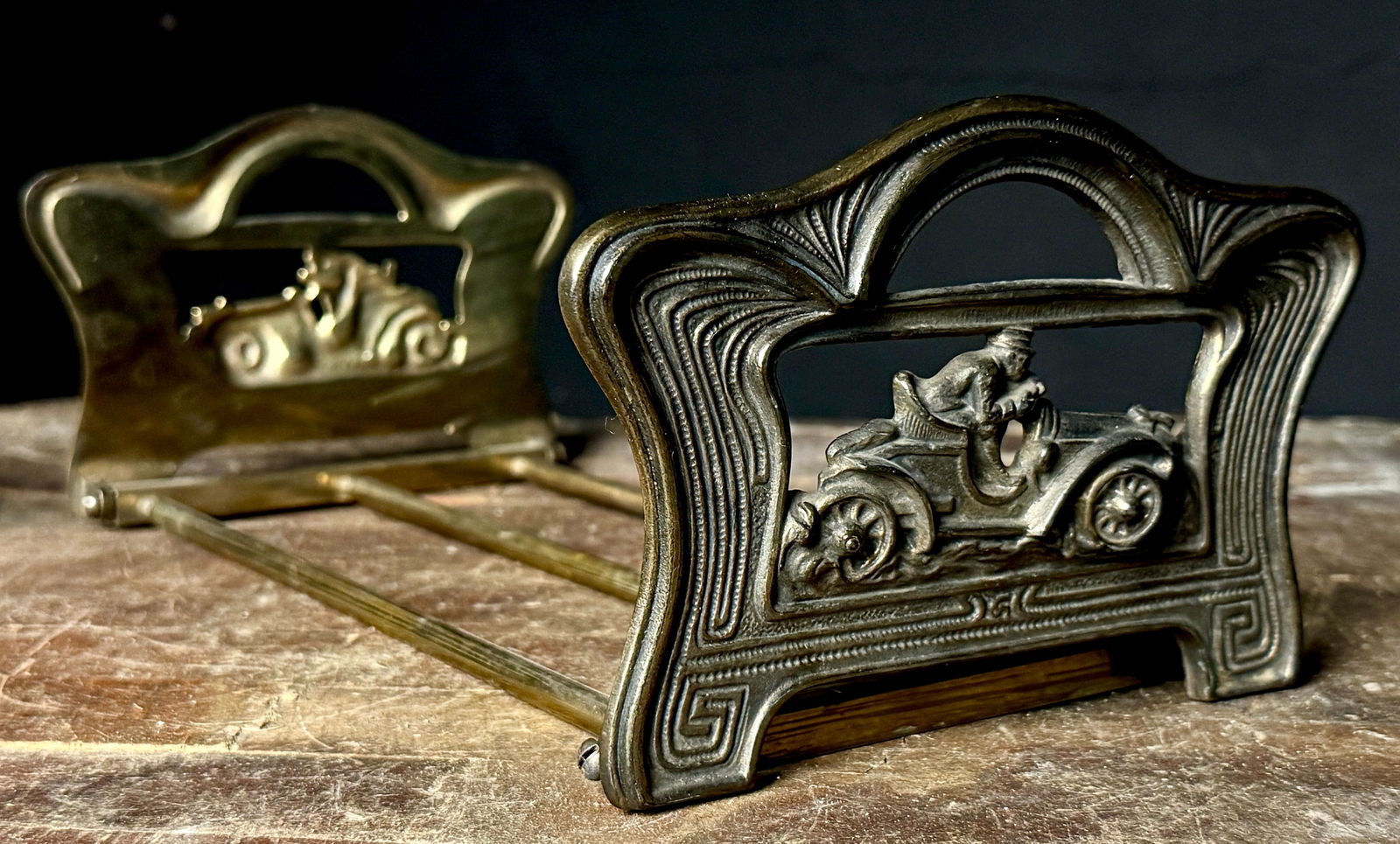 A Pair of Art Nouveau Automobilia Expandable Bookends (1 of 9)