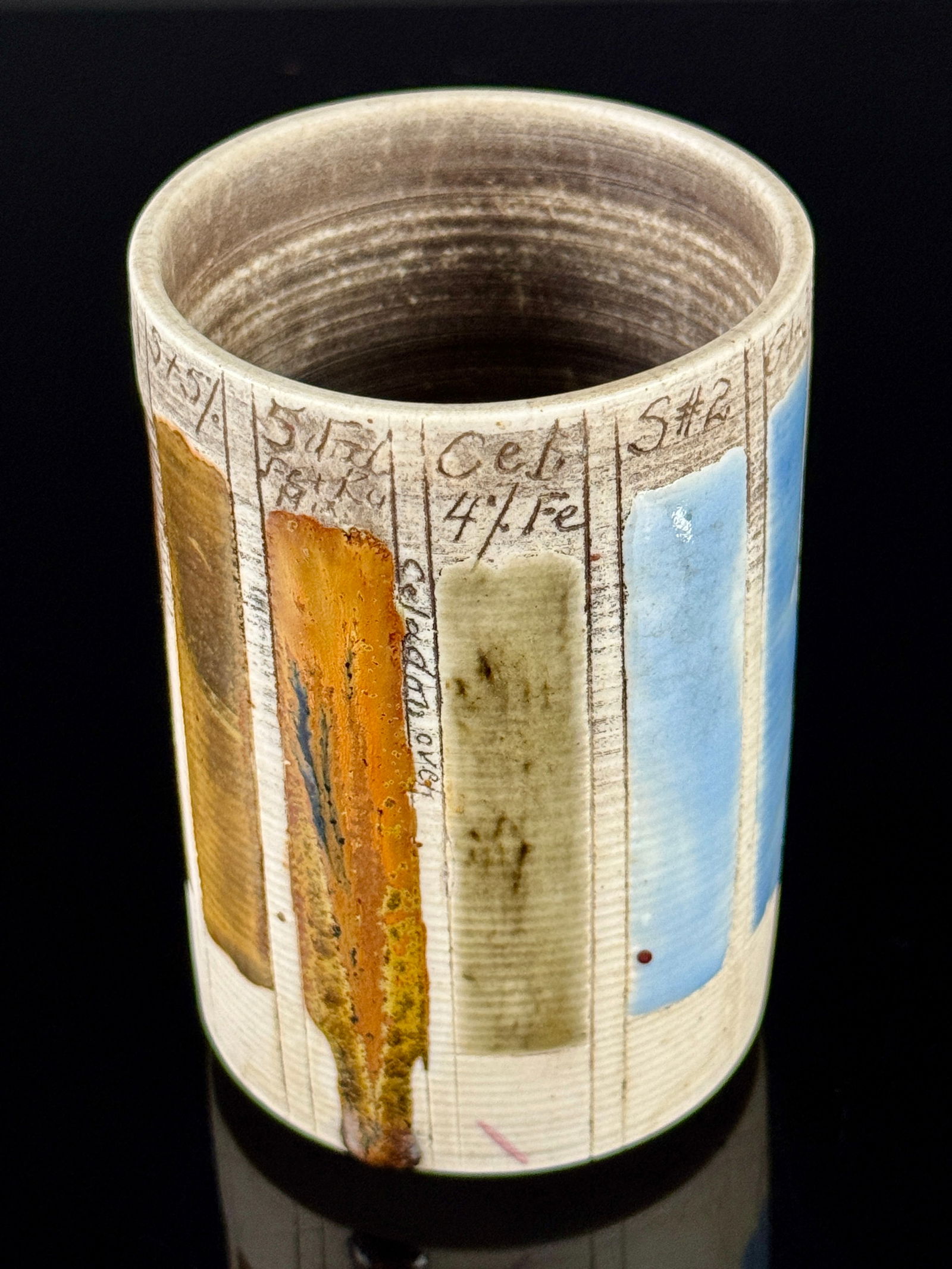 Albert & Louisa King Lotus & Acanthus Studio Ceramic Glaze Test Vessel MCM (1 of 8)