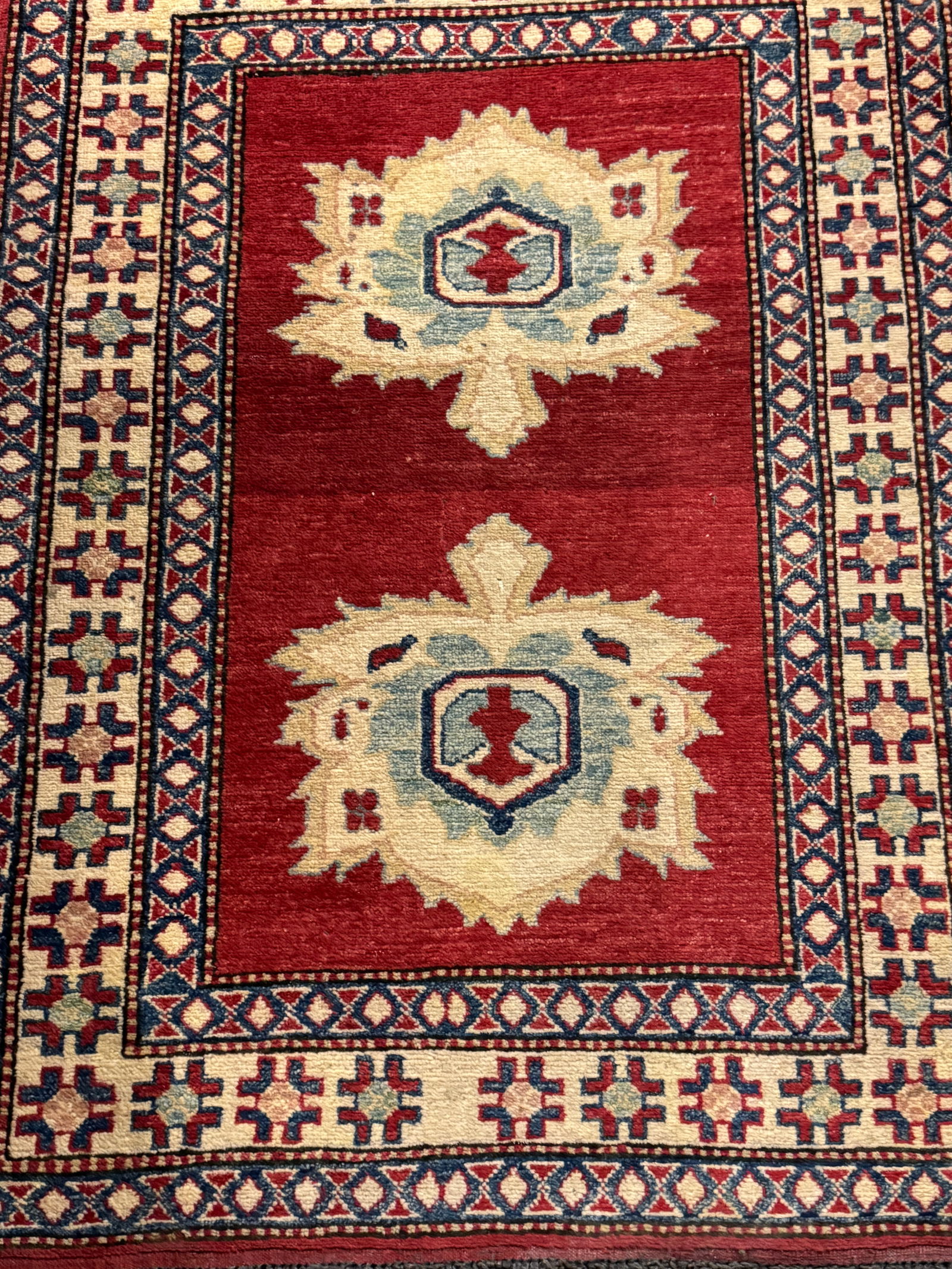 Hand-Knotted Kazak Style Wool Area Rug (1 of 8)