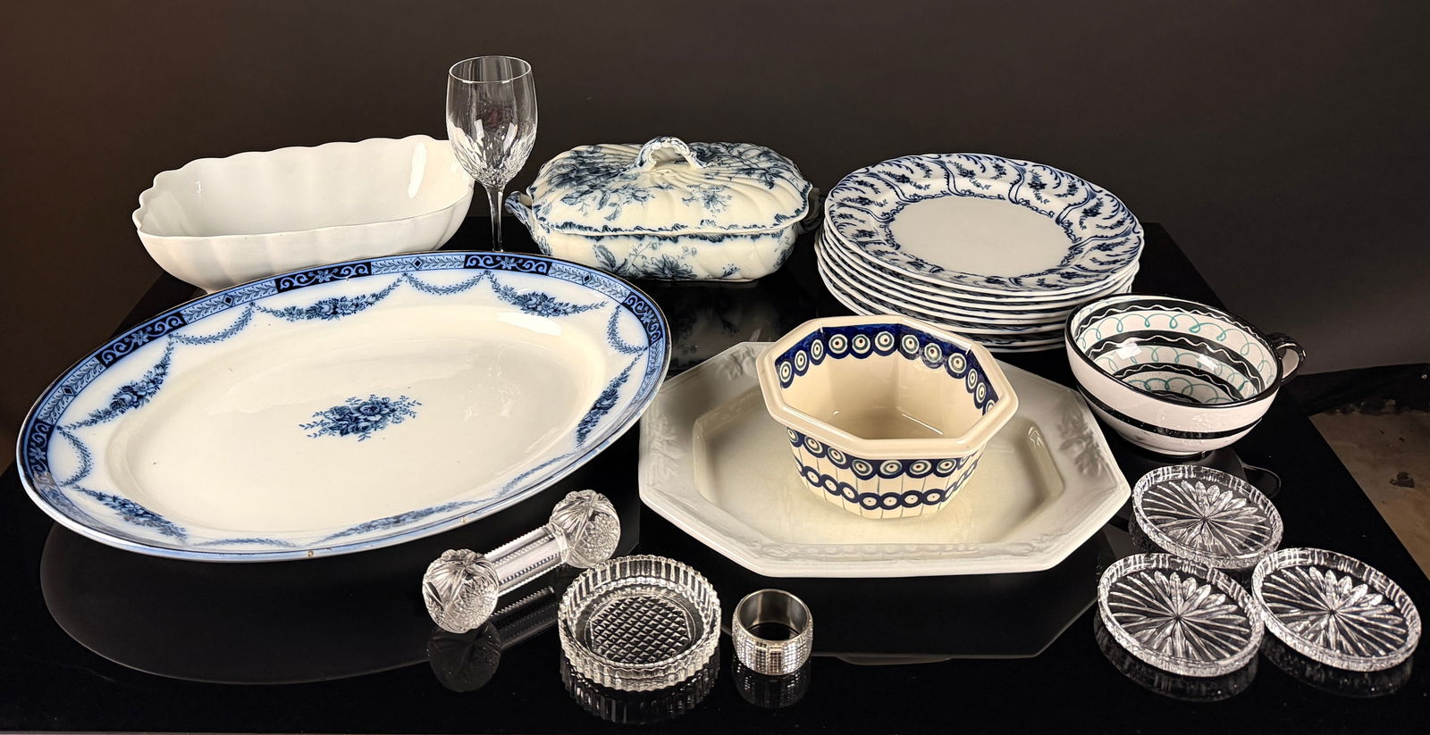 A Collection of English Transferware and Assorted Ceramic and Glass Tableware (1 of 17)