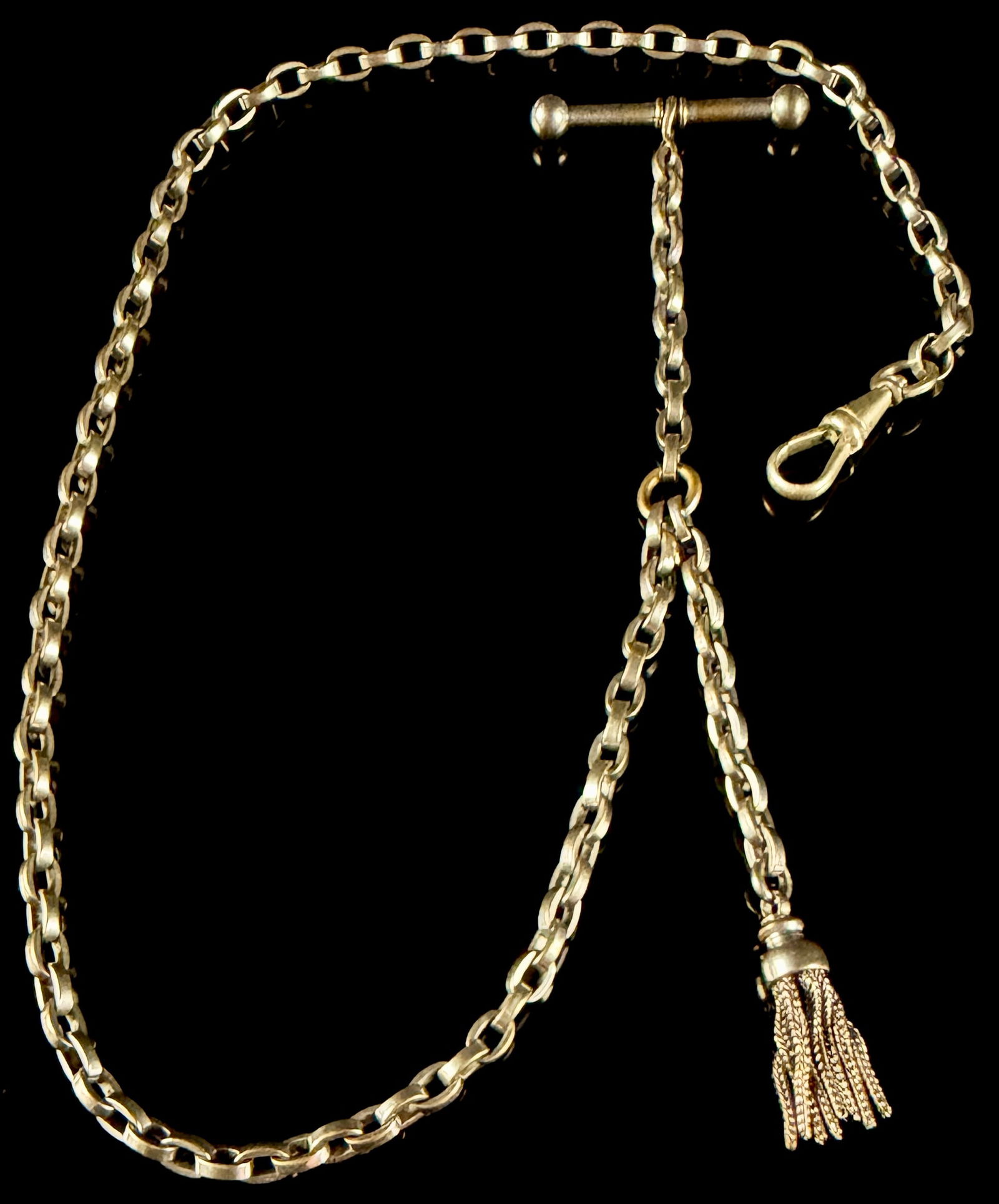 Victorian Style Gold-Tone Albert Watch Chain with Tassel Fob (1 of 4)