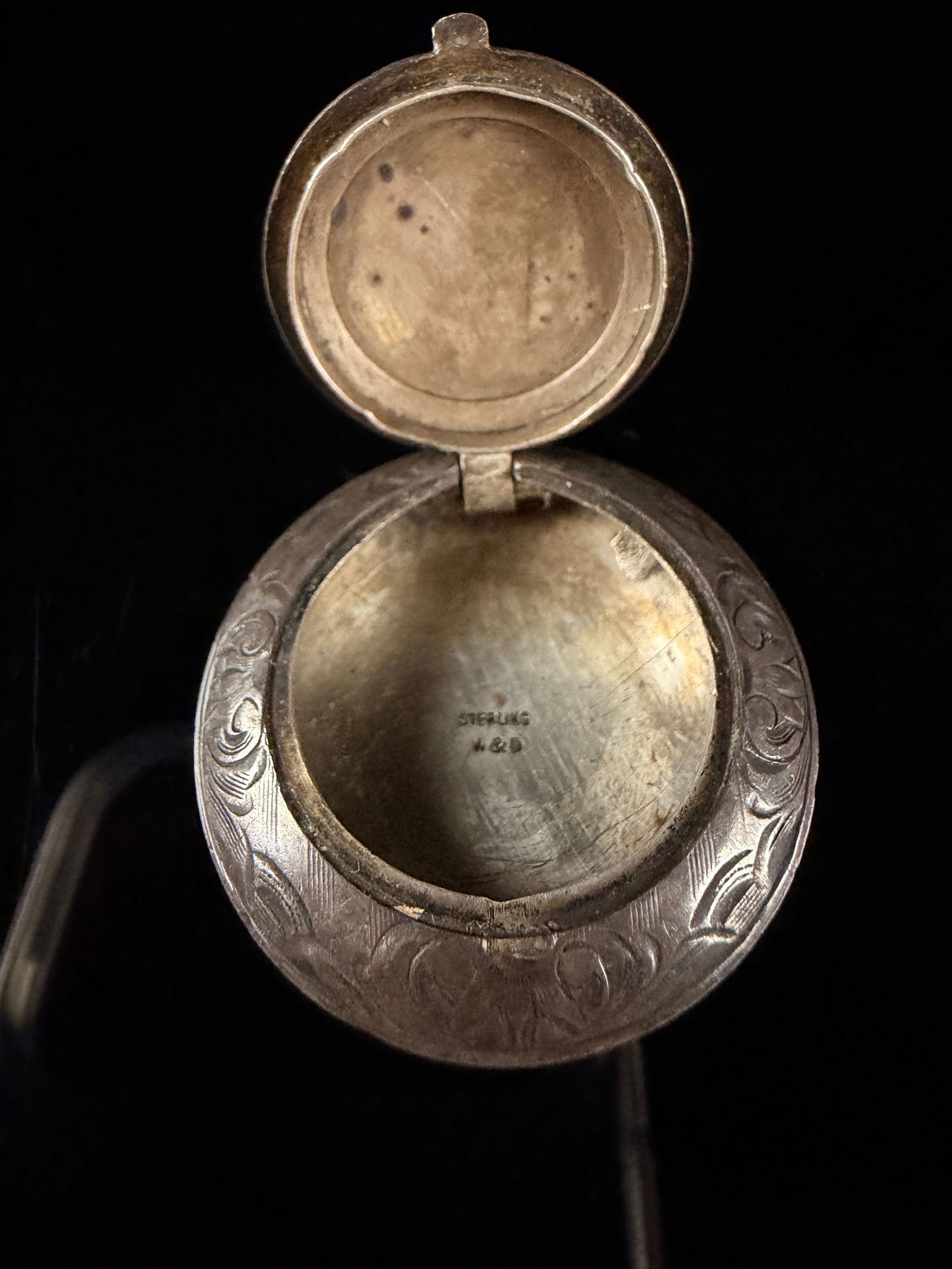 Sterling Silver Circular Locket or Pillbox Pendant by Watson and Newell Co. (1 of 7)