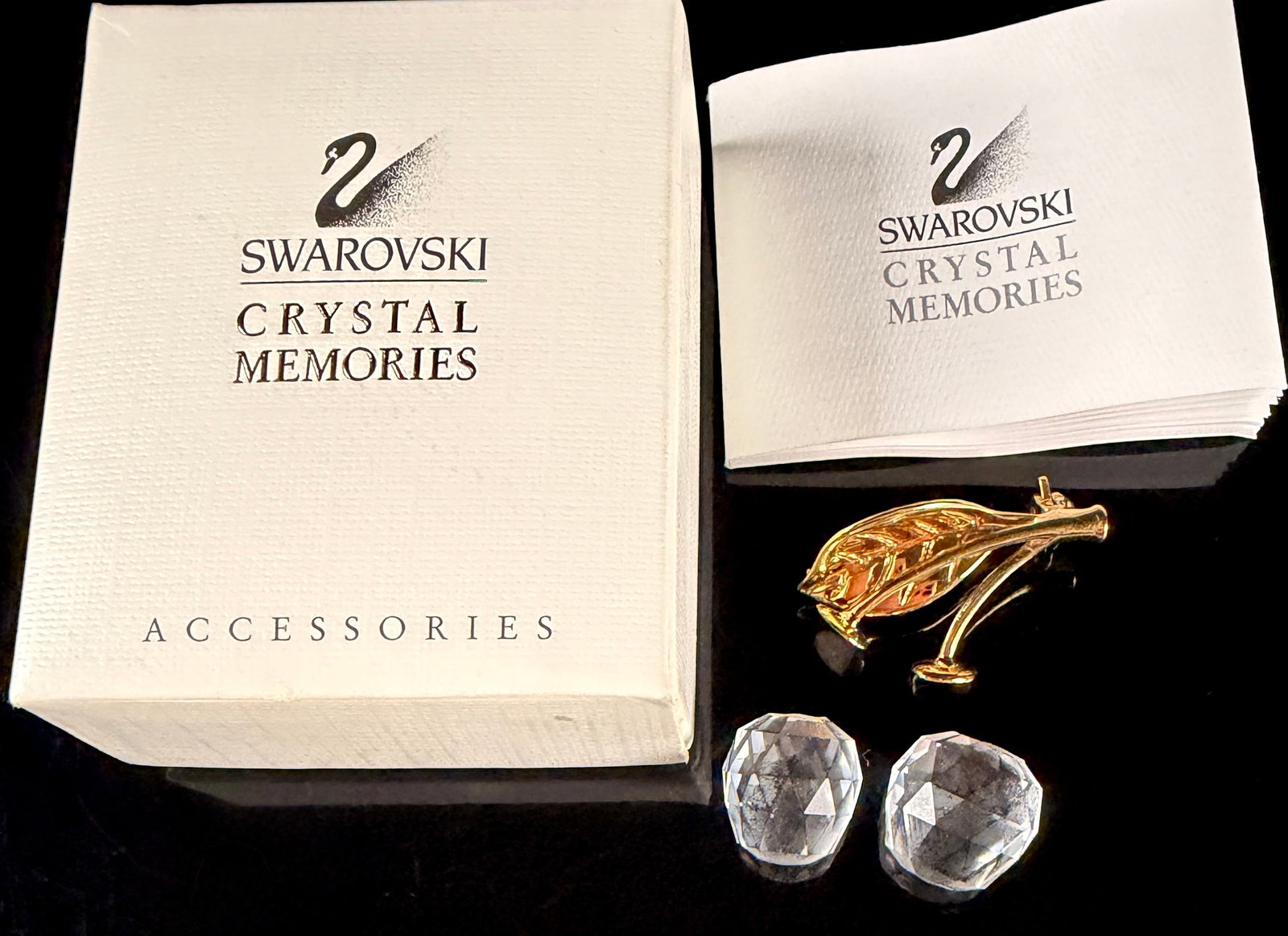 Swarovski Crystal Memories Gold-Tone and Faceted Crystal Cherry Brooch (1 of 5)