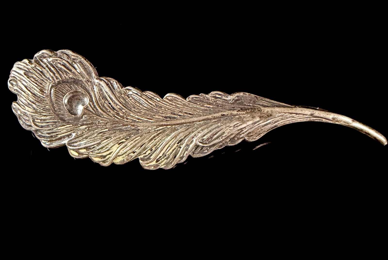 Vintage Sterling Silver Peacock Feather Brooch (1 of 4)