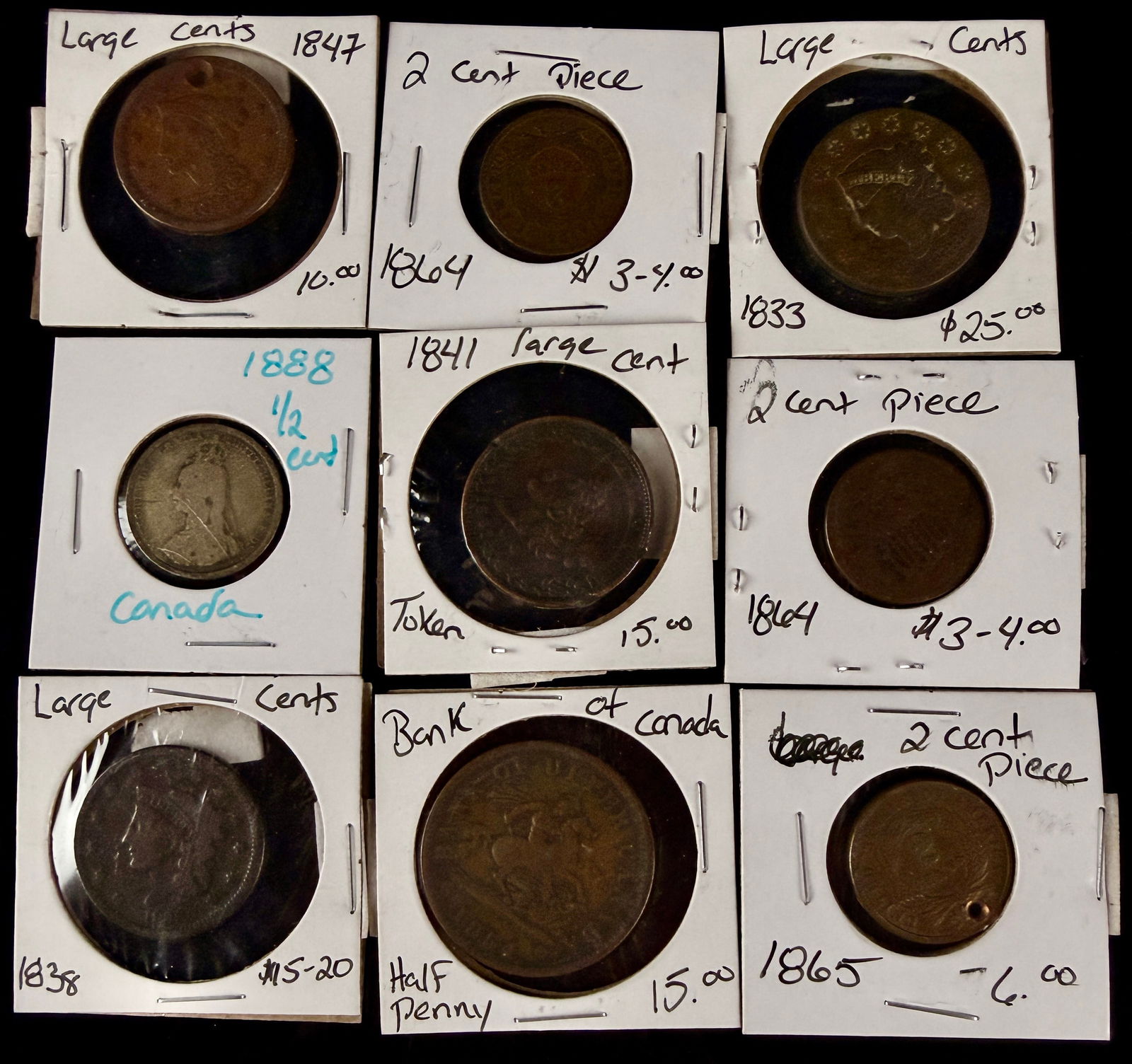 A Collection of 19th-Century United States and Canadian Copper Coinage (1 of 9)