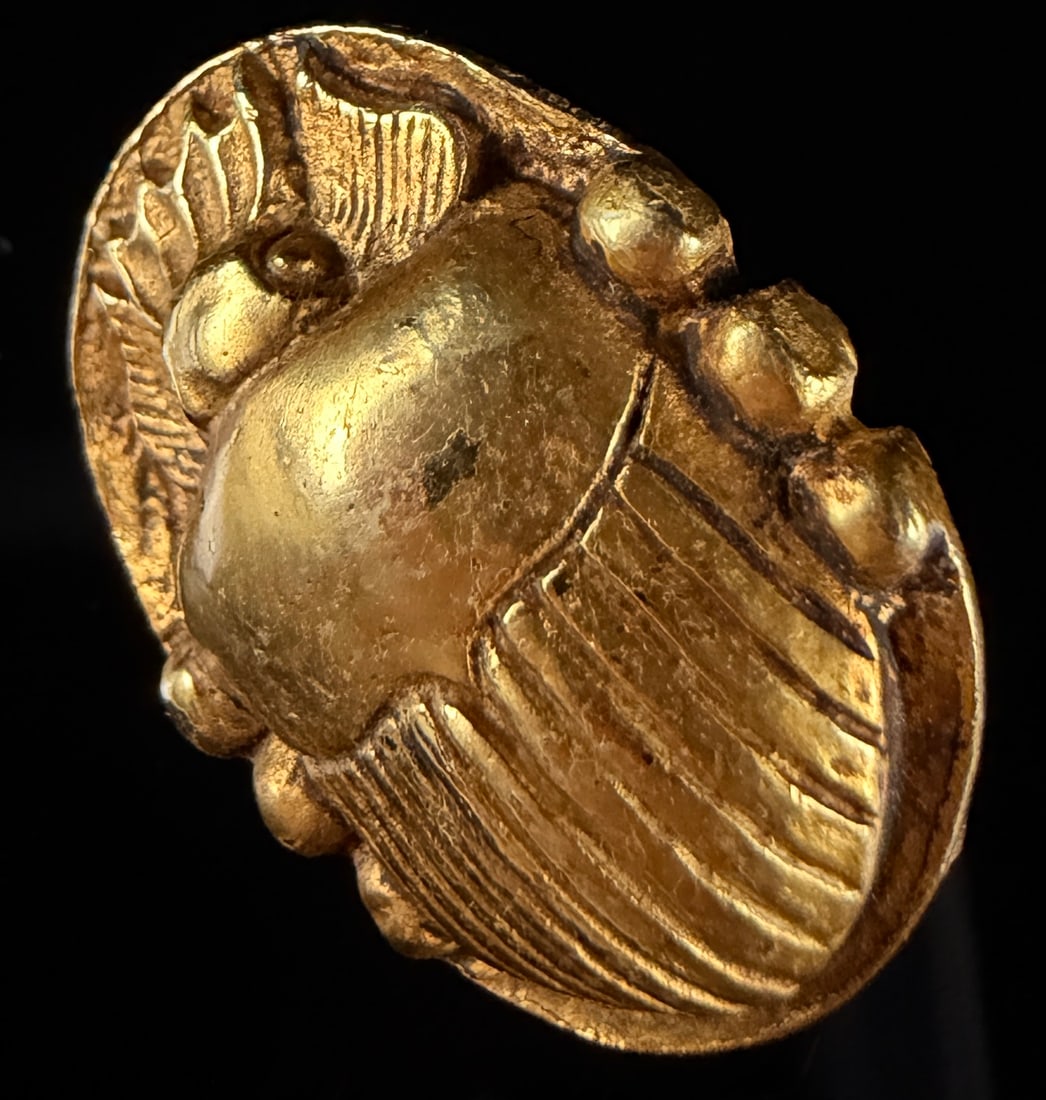 Egyptian Revival Gilt Metal Scarab Beetle Brooch (1 of 8)