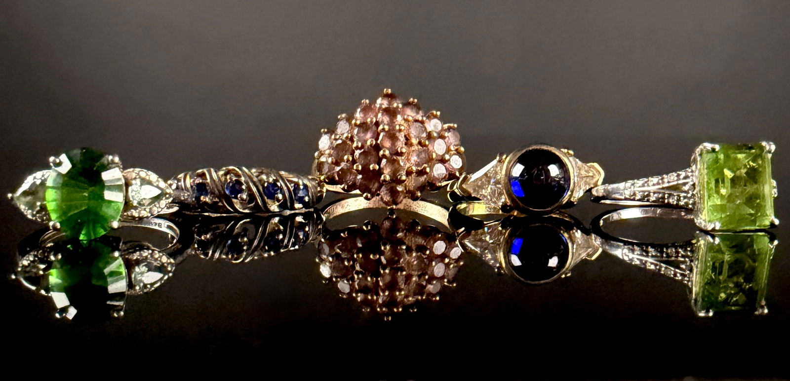 An Assortment of Sterling Silver and Gemstone Rings (1 of 15)