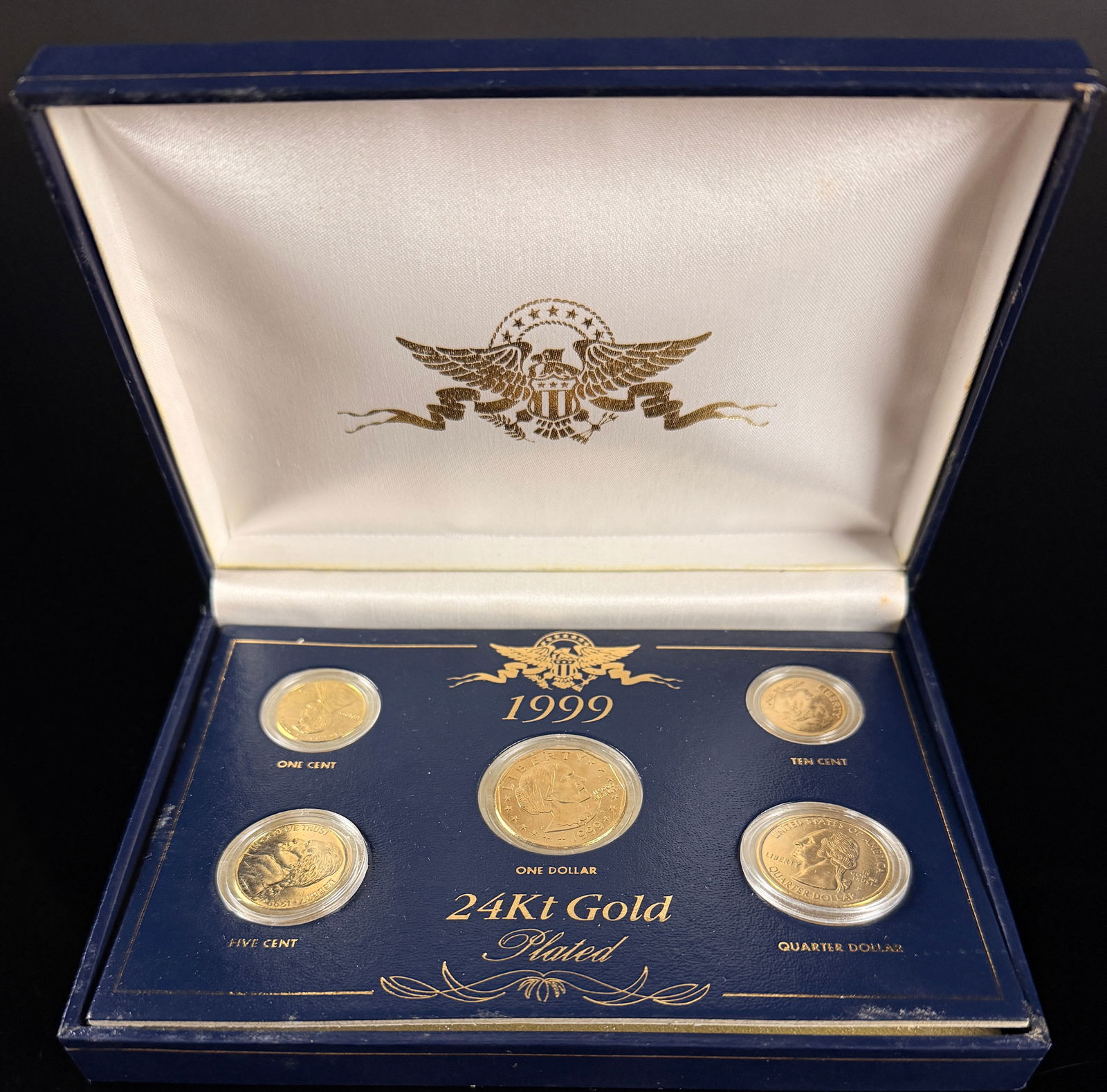 1999 24kt Gold Plated US Mint Proof 5 Coin Set (1 of 7)