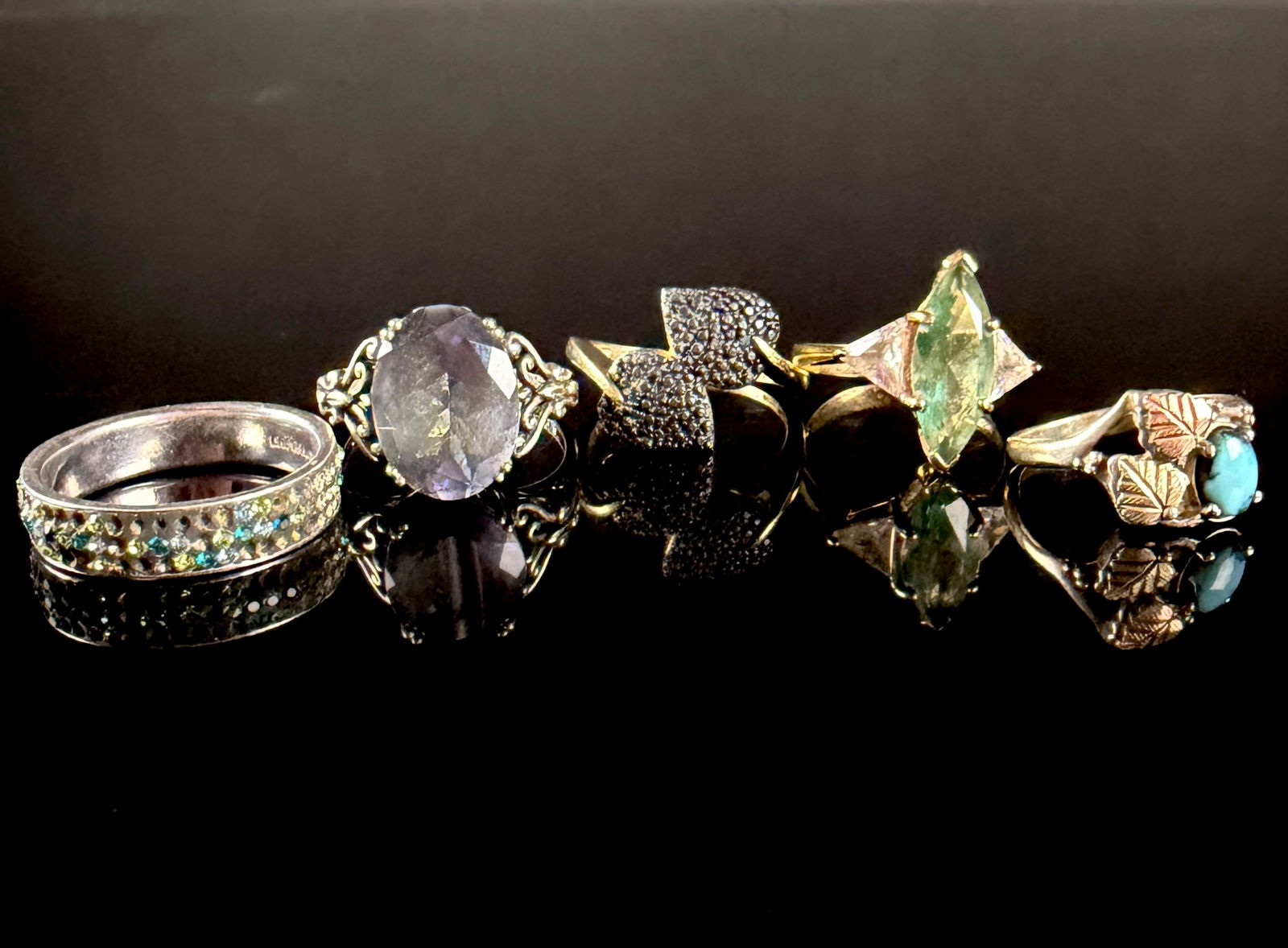 A Collection of Sterling Silver and Gemstone Fashion Rings (1 of 10)