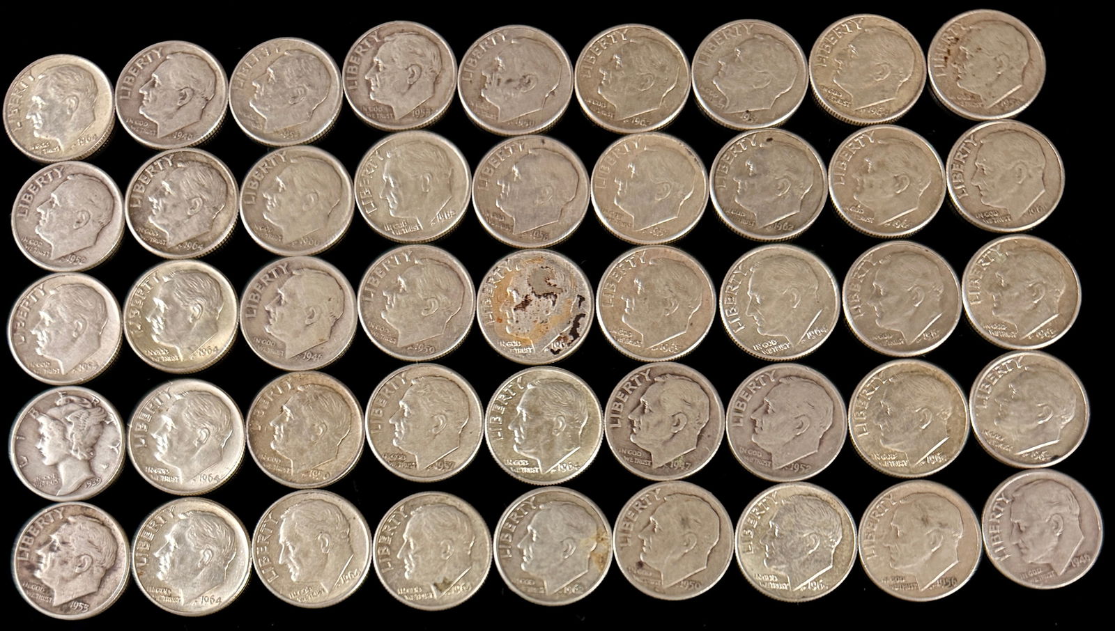(45) United States Roosevelt and Mercury Silver Dimes (1 of 15)