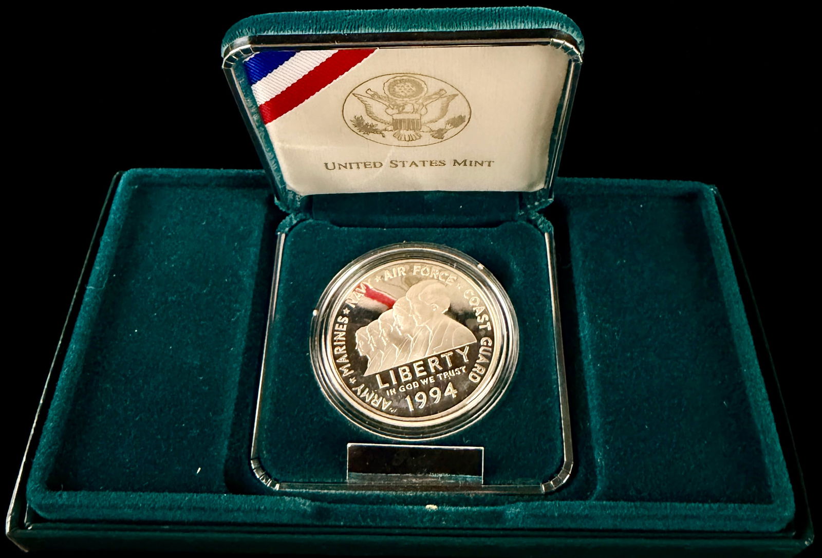 1994-W Women in Military Service for America Memorial Proof Silver Dollar (1 of 4)