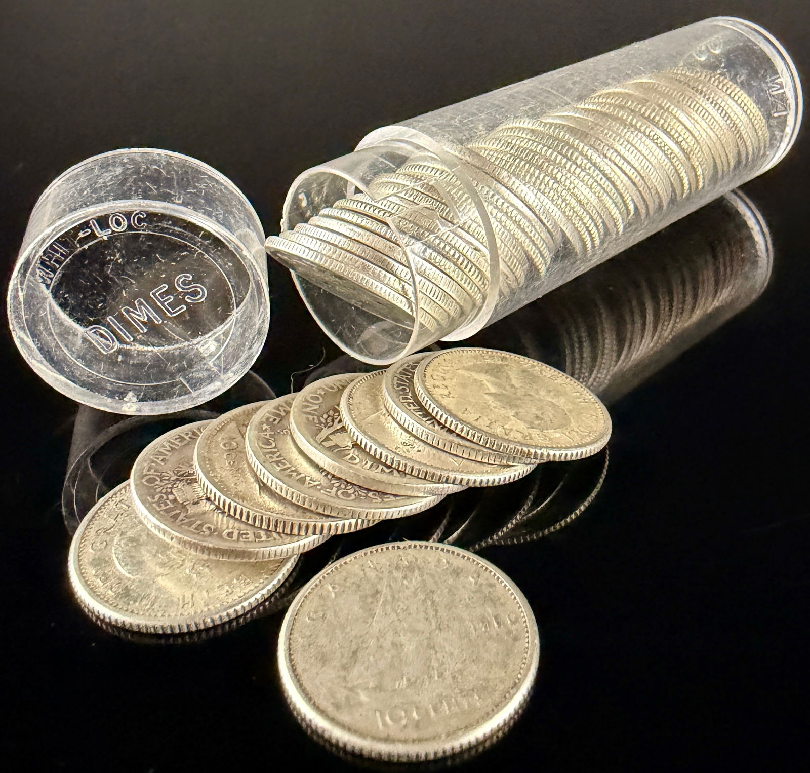 A Collection of United States and Canadian Silver Dimes (1 of 9)