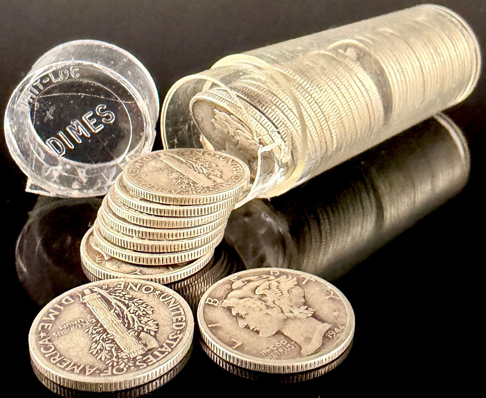 A Collection of 52 United States and Canadian Silver Dimes (1 of 14)