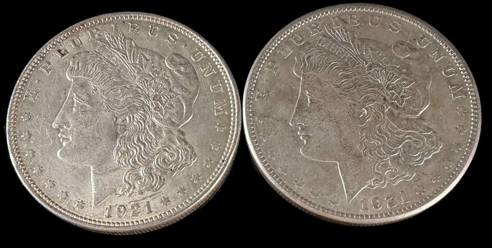 Pair of 1921 Morgan Silver Dollars (1 of 5)