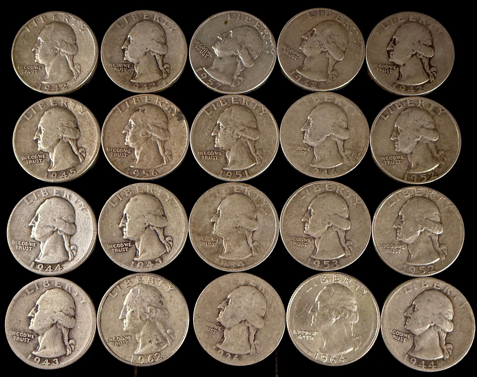 A Group of United States Washington Silver Quarters (1 of 4)