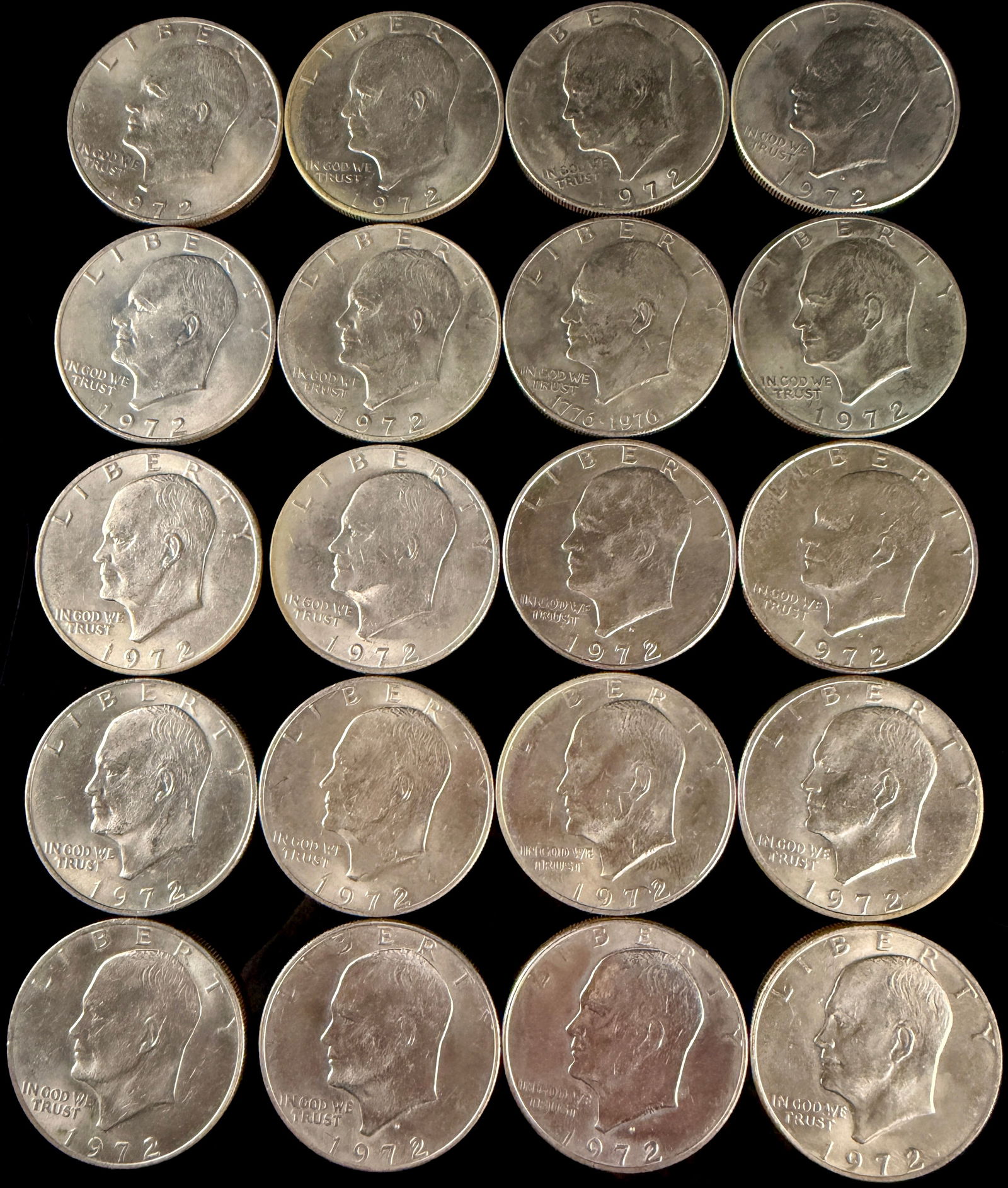 A Collection of United States Eisenhower Dollar Coins (1 of 2)