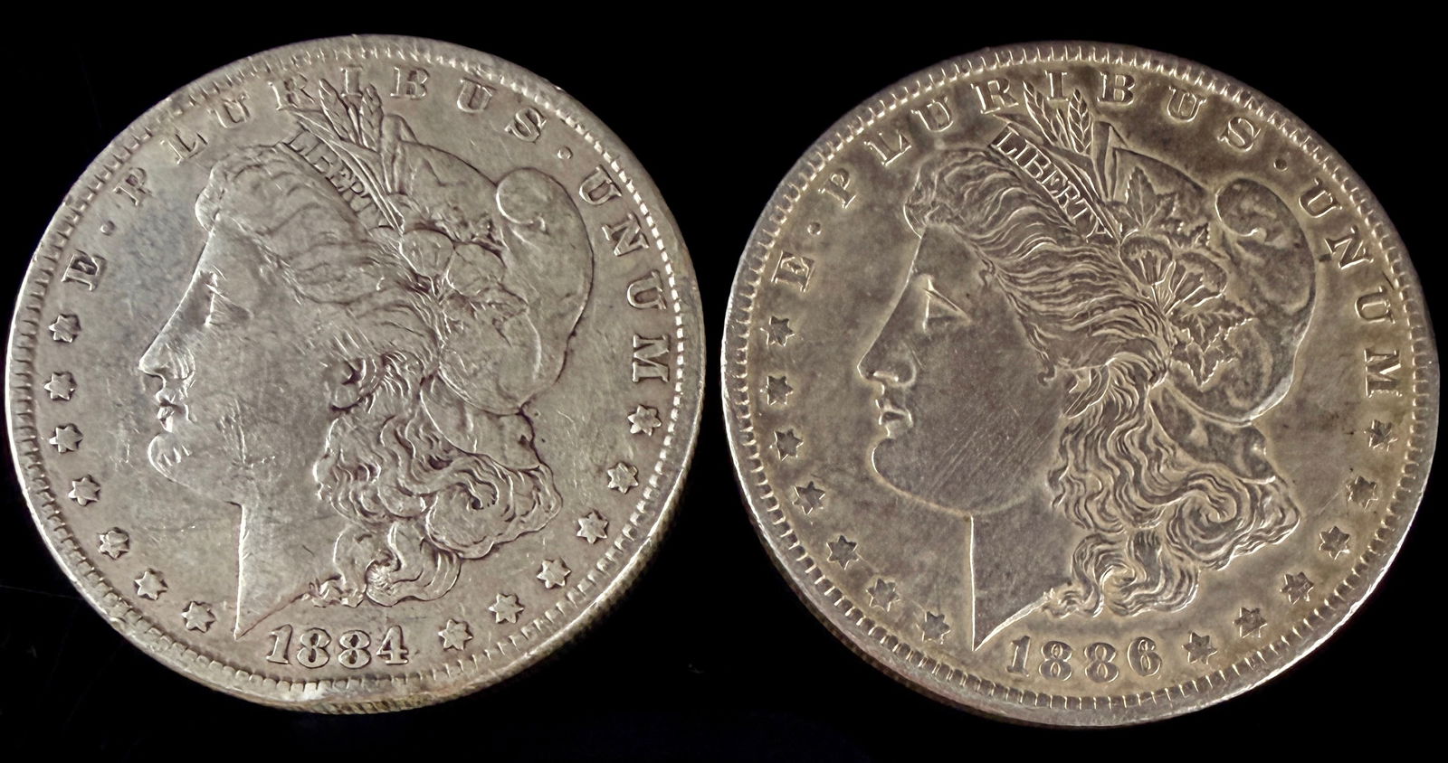 Two United States Morgan Silver Dollars 1884 and 1886-O (1 of 6)