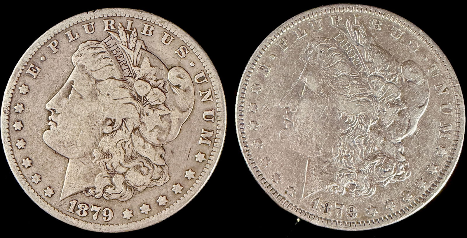 A Pair of 1879 & 1879-S Morgan Silver Dollars (1 of 6)