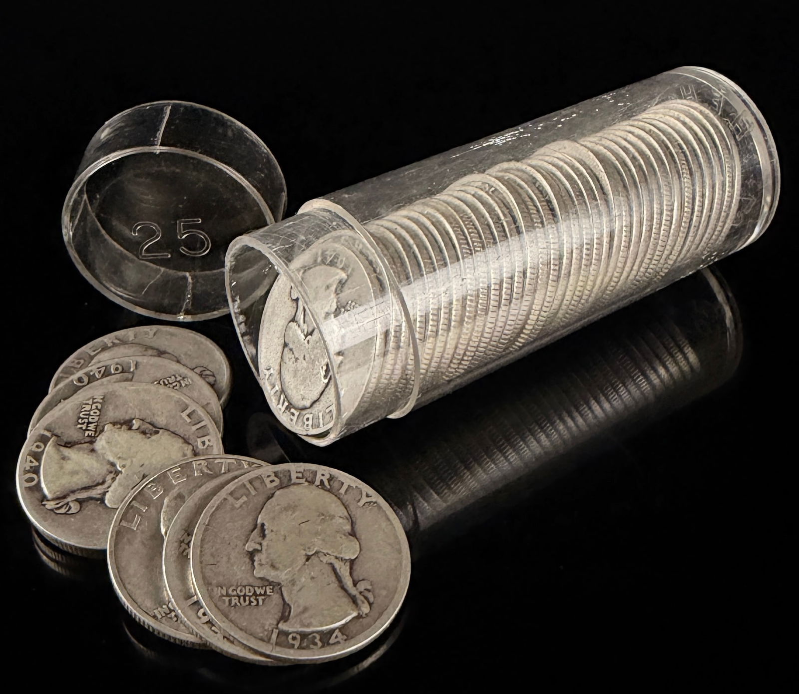 A Collection of 40 United States 90% Silver Washington Quarters (1 of 16)