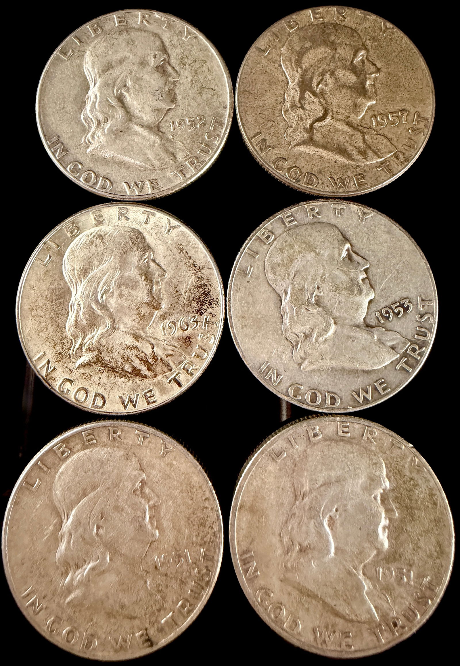 A Group of United States Franklin Silver Half Dollars (1 of 2)