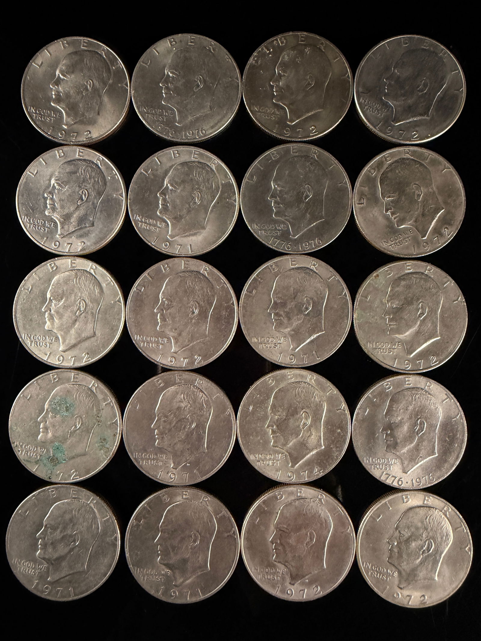 A Collection of United States Eisenhower One Dollar Coins (1 of 10)
