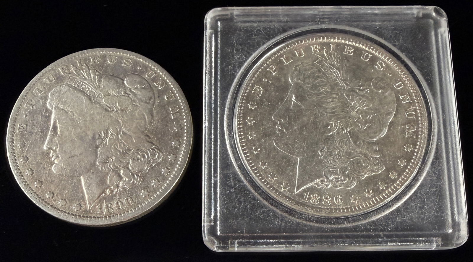 Two United States Morgan Silver Dollars, 1886 and 1890-O (1 of 6)