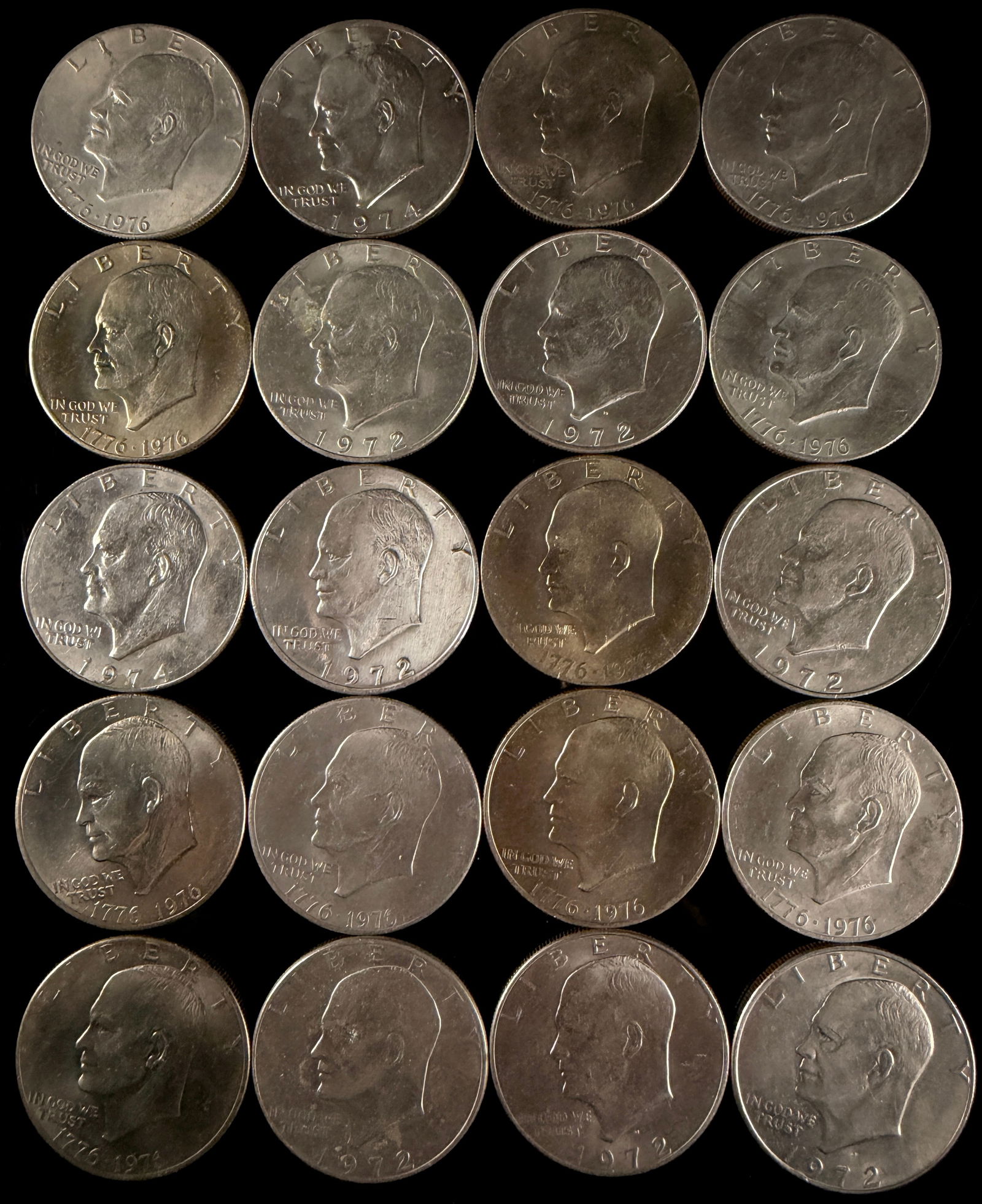 A Collection of United States Eisenhower Dollar Coins (1 of 12)