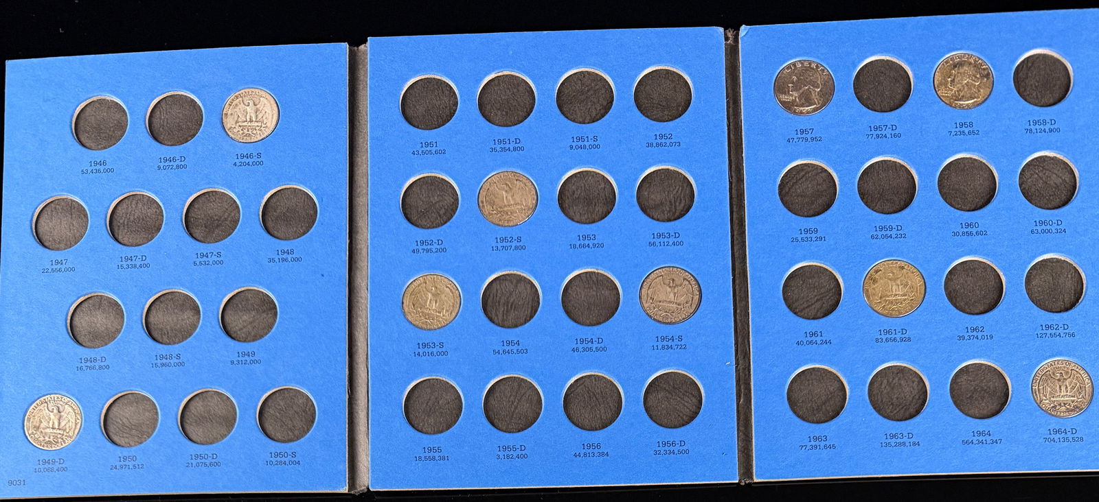 A Partial Collection of United States Washington Silver Quarters in a Whitman Coin Folder (1 of 5)