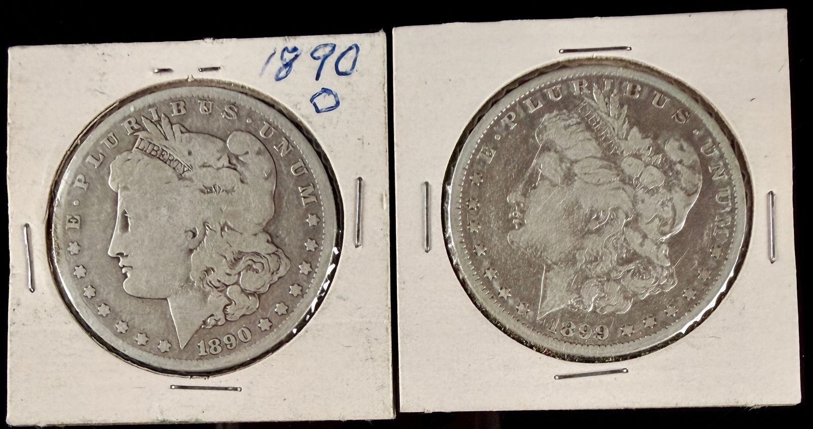 A Pair of United States Morgan Silver Dollars, 1890-O and 1899-O (1 of 5)