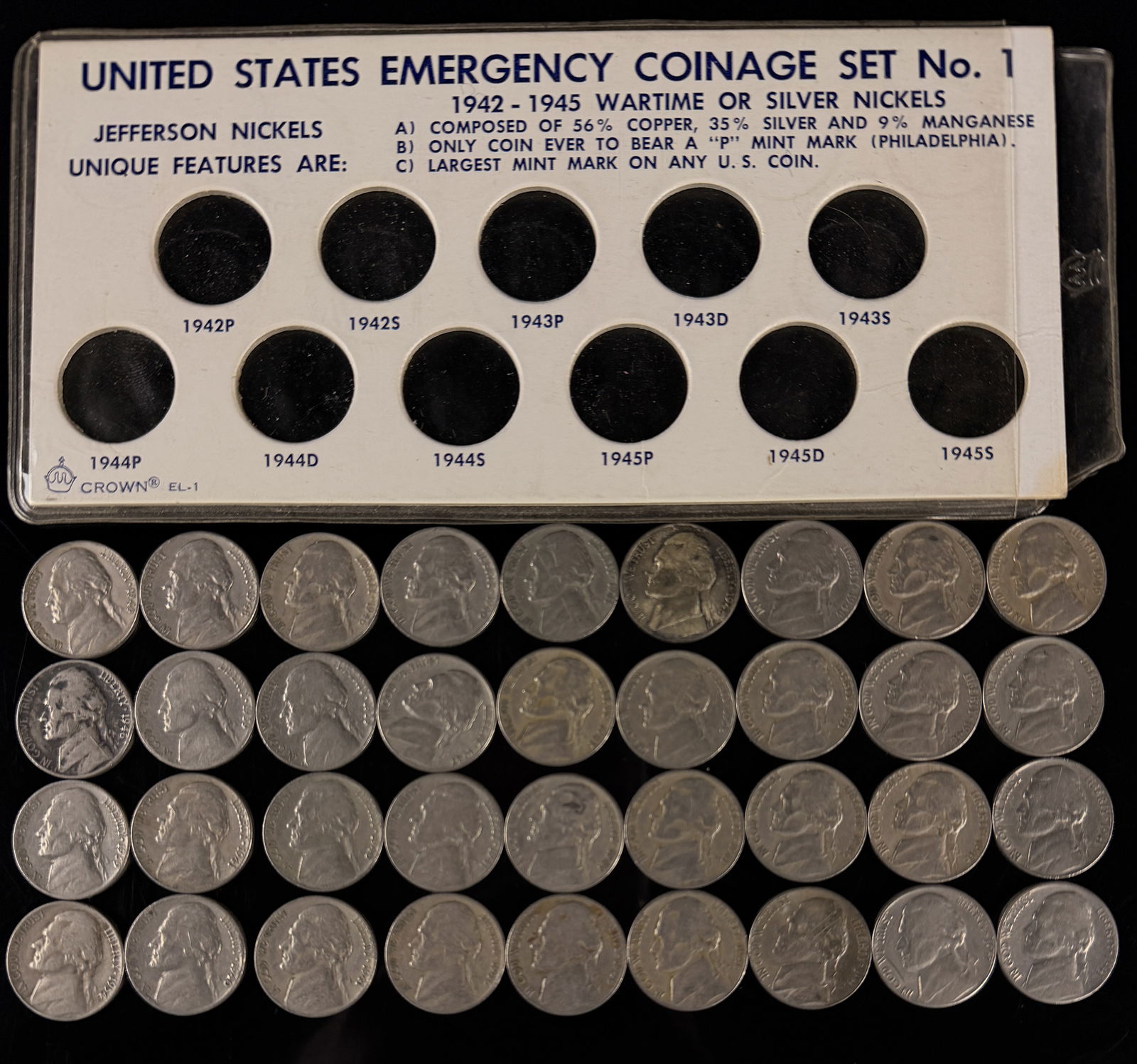 A Collection of United States Jefferson Nickels and Emergency Coinage Set No. 1 (1 of 13)