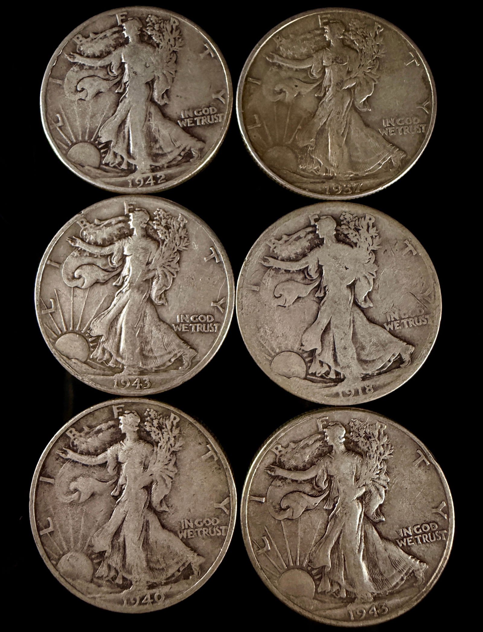 A Collection of 90% Silver Walking Liberty Half Dollars (1 of 15)