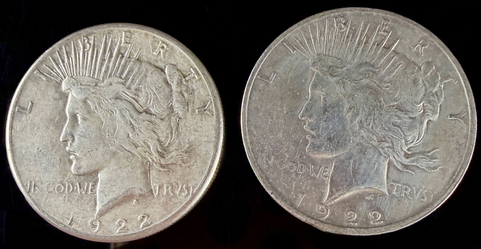 A Group of 1922 United States Peace Silver Dollars (1 of 6)