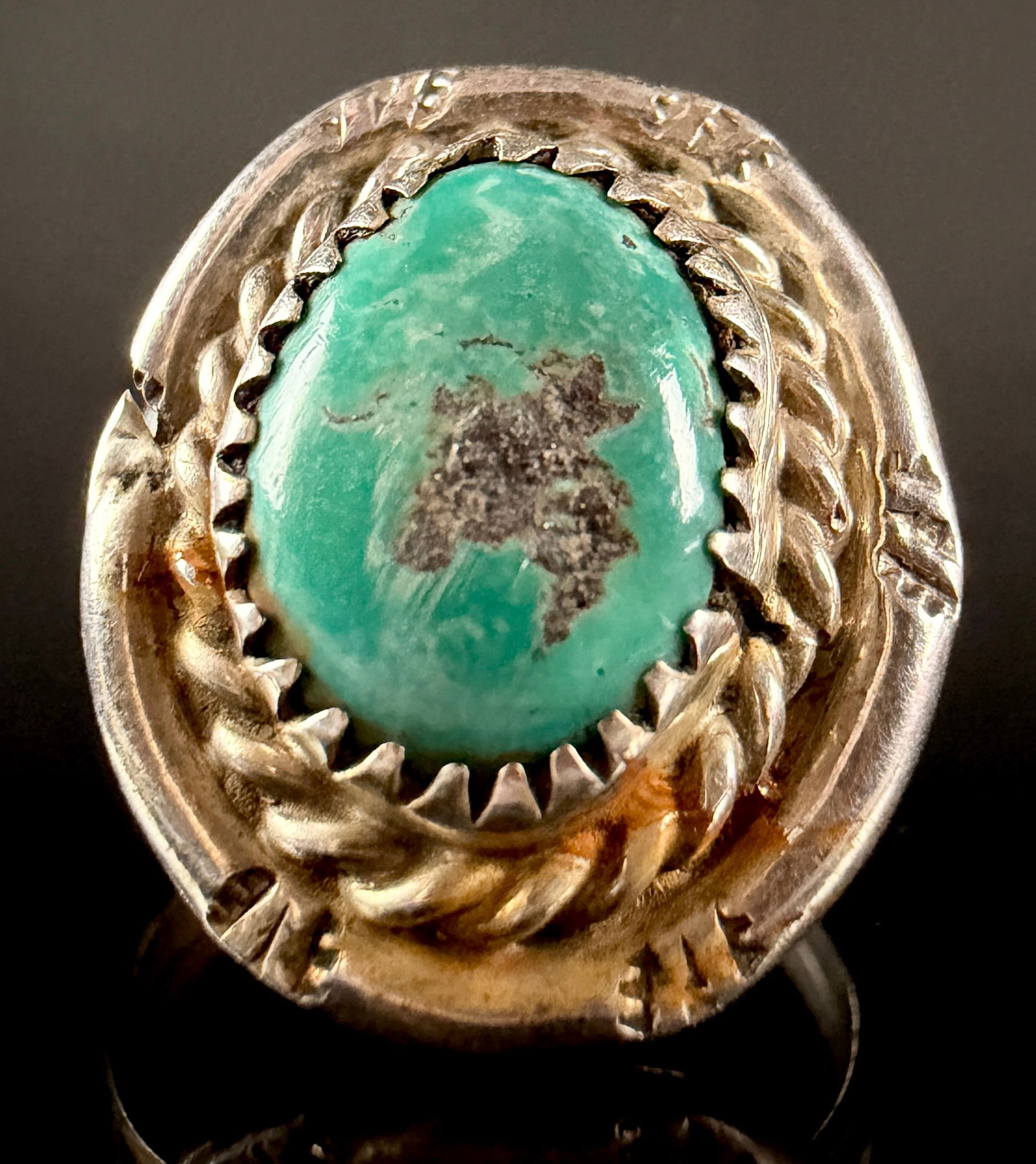 Navajo Fox Turquoise and Sterling Silver Ring (1 of 8)