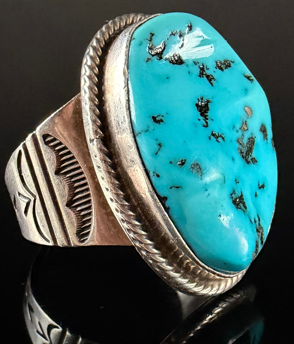 Navajo Sterling Silver and Turquoise Ring by Charles Johnson (1 of 6)