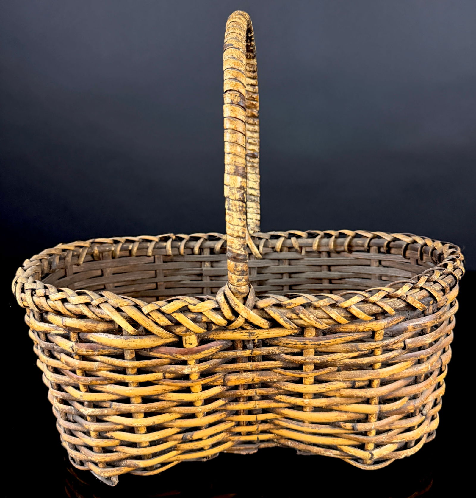 Vintage Two-Tone Handled Woven Gathering Basket (1 of 12)