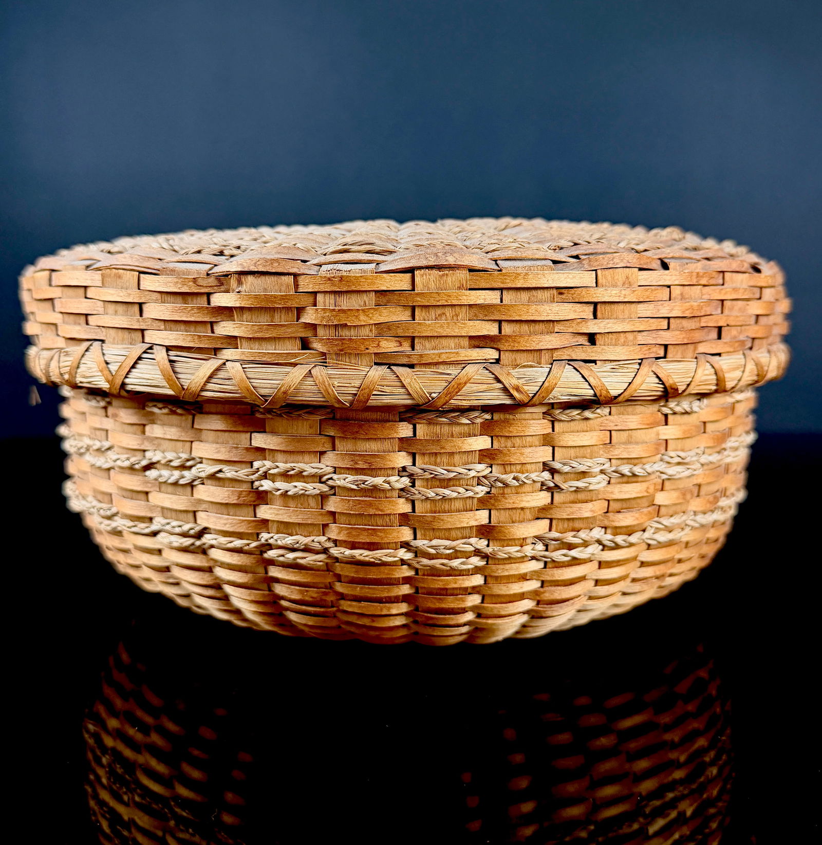 A Wabanaki Native American Splint and Sweetgrass Fancy Basket (1 of 7)