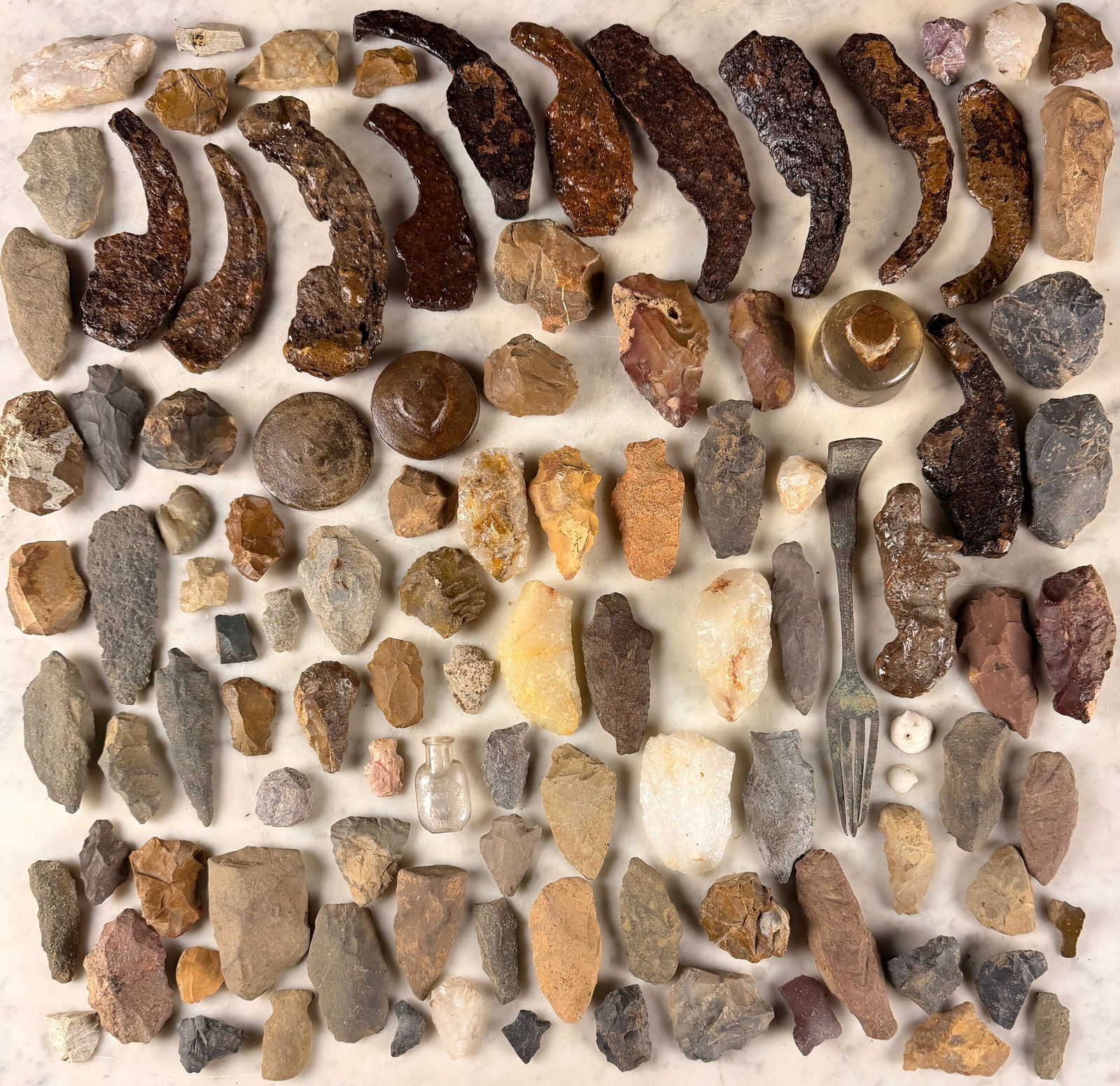 A Collection of Dug Artifacts Including Flintlock Gun Parts and Indian Artifacts (1 of 15)