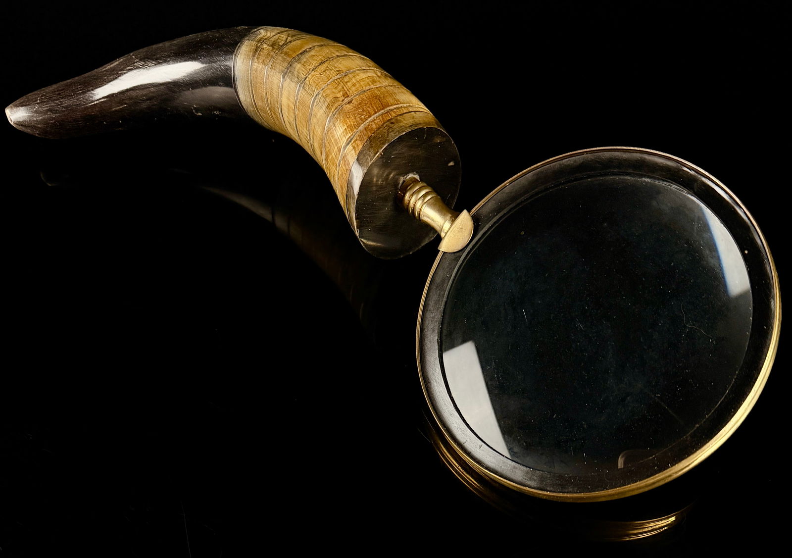 Large Brass Magnifying Glass with Horn Handle (1 of 5)