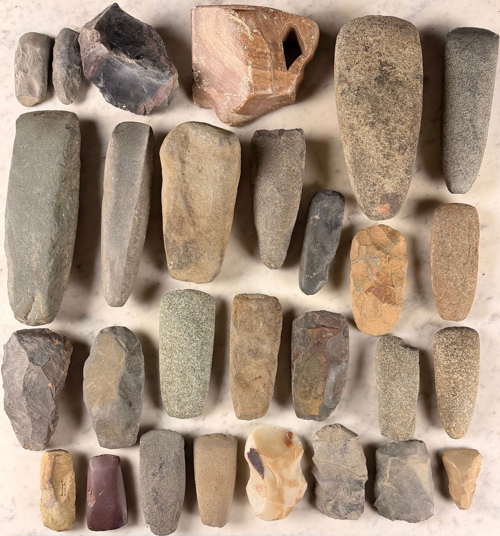 A Collection of Native American Prehistoric Stone Celts and Tools (1 of 9)