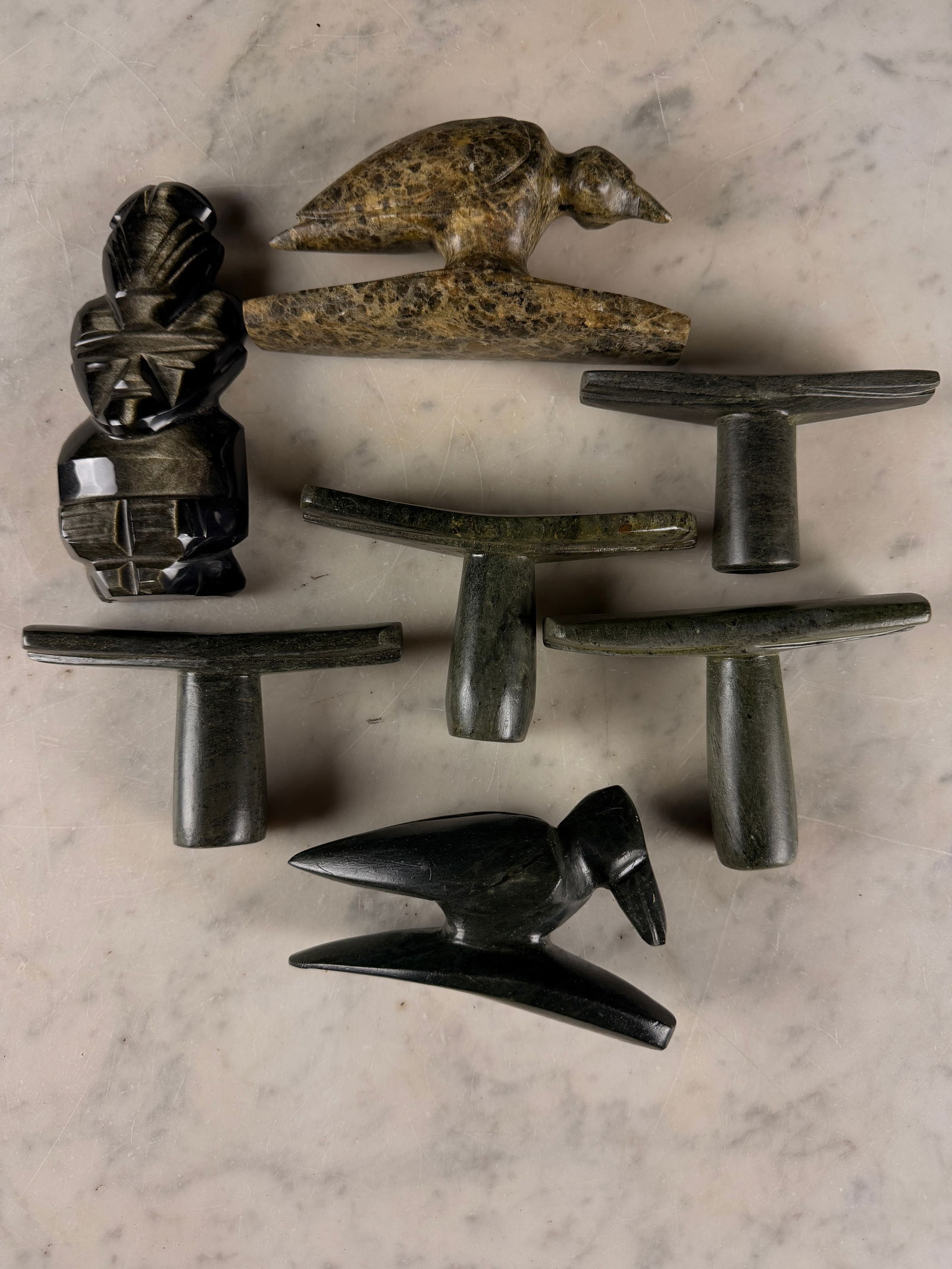 A Collection of Inuit Stone Carvings and Pipe Components (1 of 8)