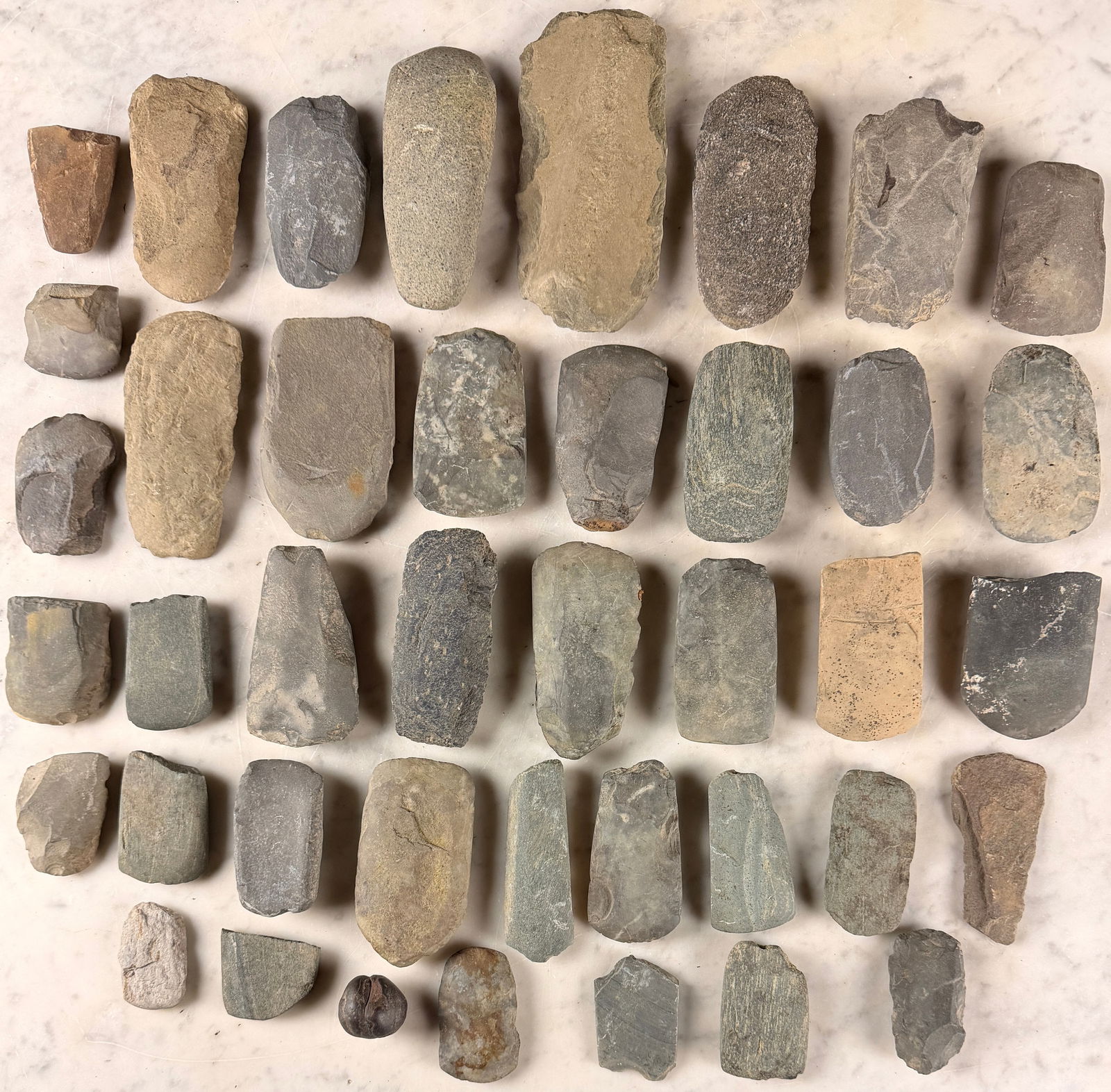 A Collection of Prehistoric Native American Stone Celts and Artifacts (1 of 9)