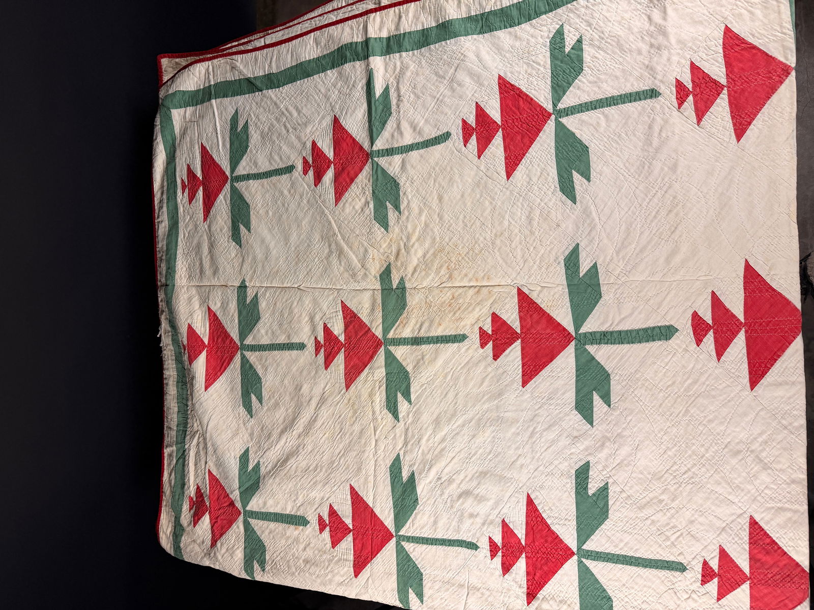 Antique Carolina Lily Pattern Patchwork Quilt - 5