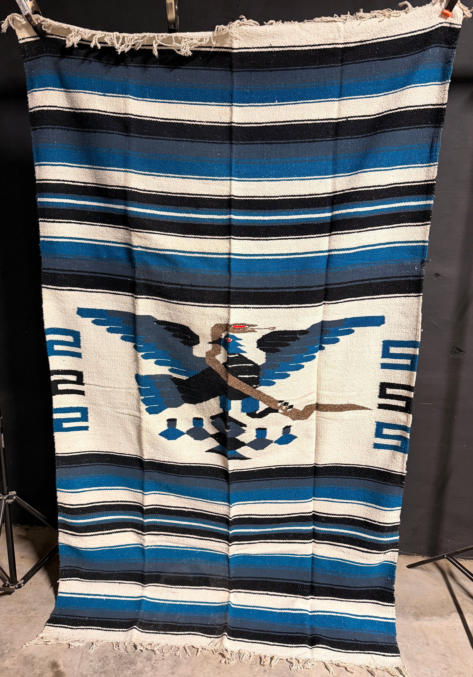 A Mexican Handwoven Wool Blanket with Eagle Motif (1 of 5)