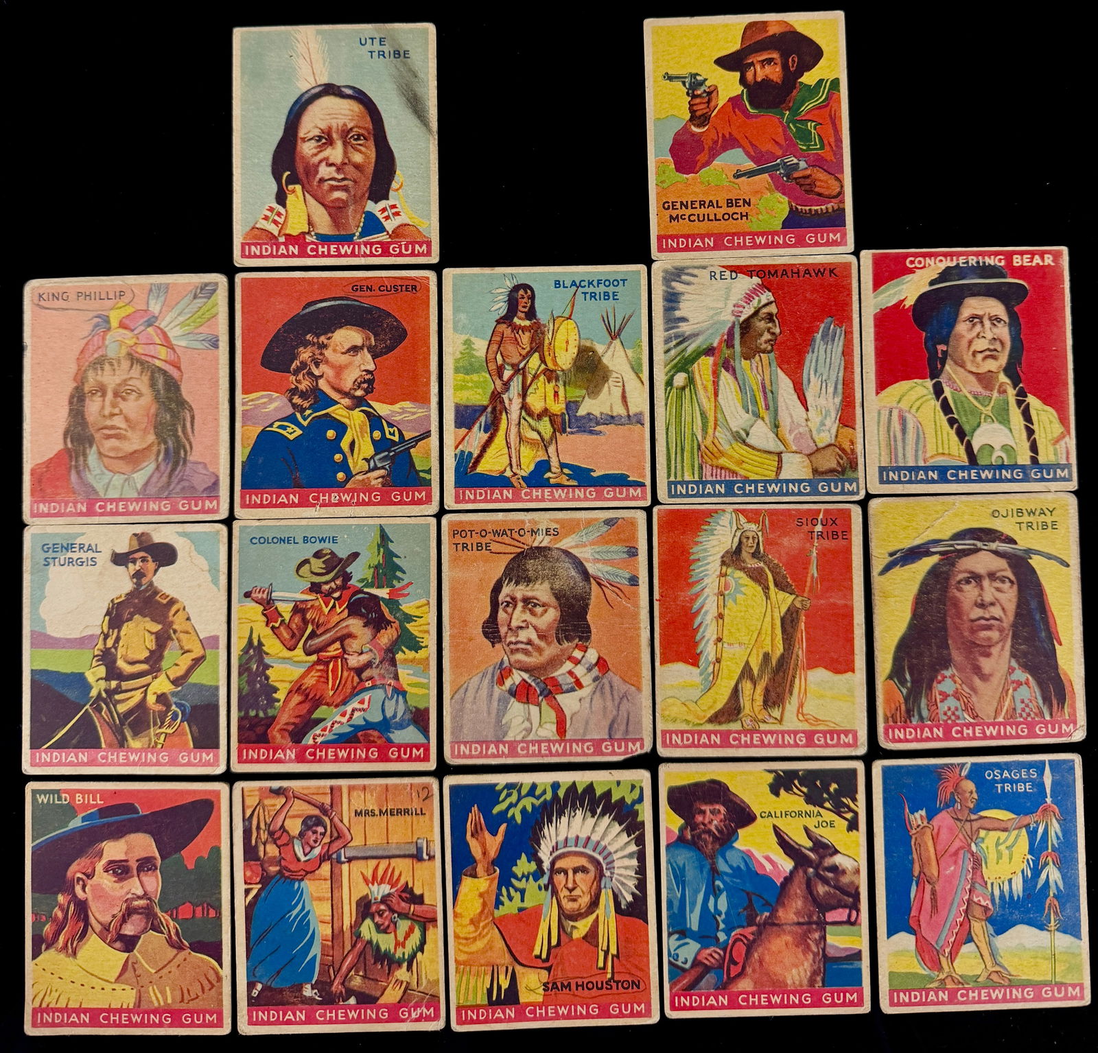 A Collection of Goudey Indian Chewing Gum Trading Cards (1 of 14)