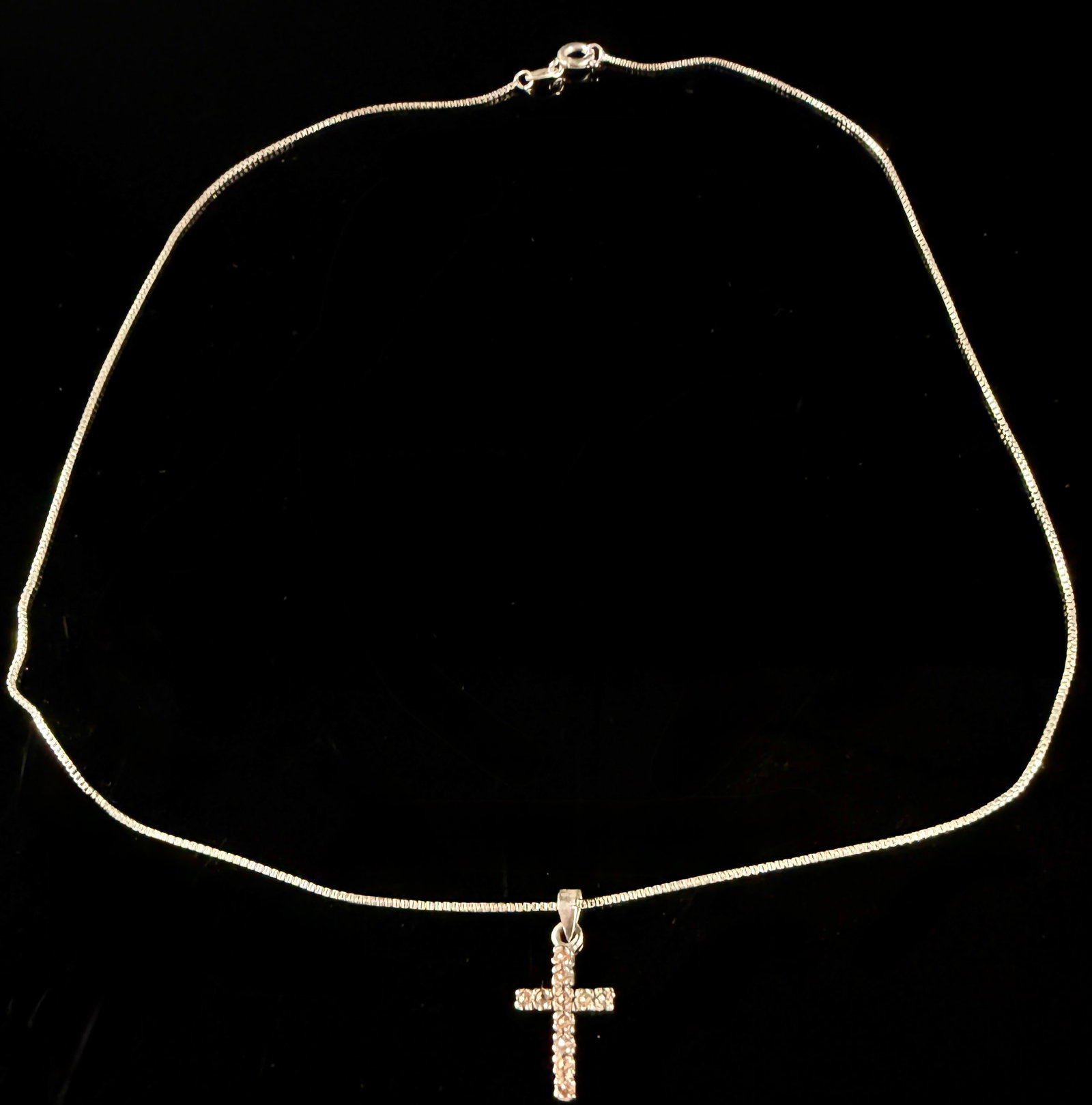 Sterling Silver and Champagne Gemstone Cross Pendant Necklace (1 of 6)