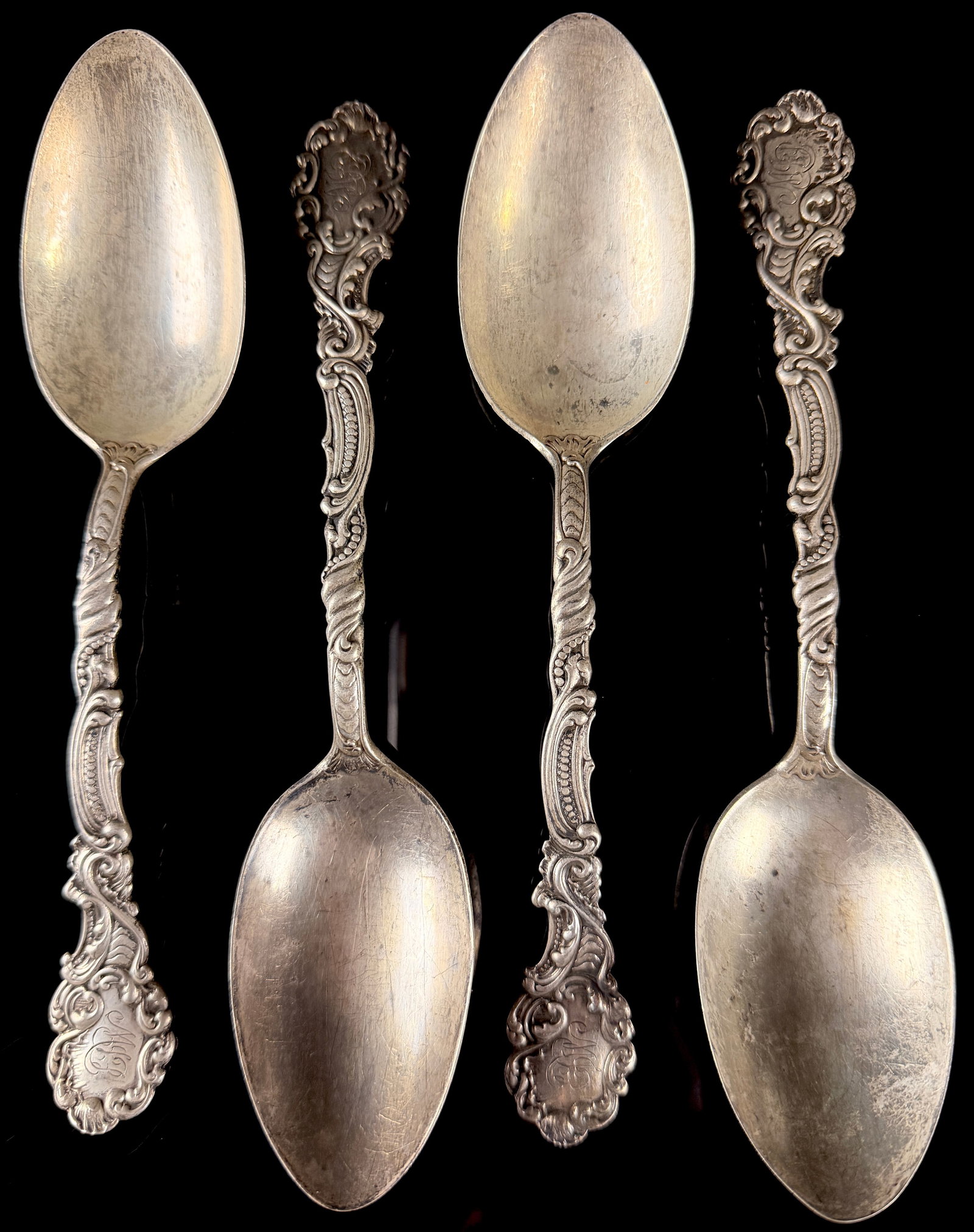 Four Gorham Sterling Silver Ornate Spoons 8.2 Ozt (1 of 4)