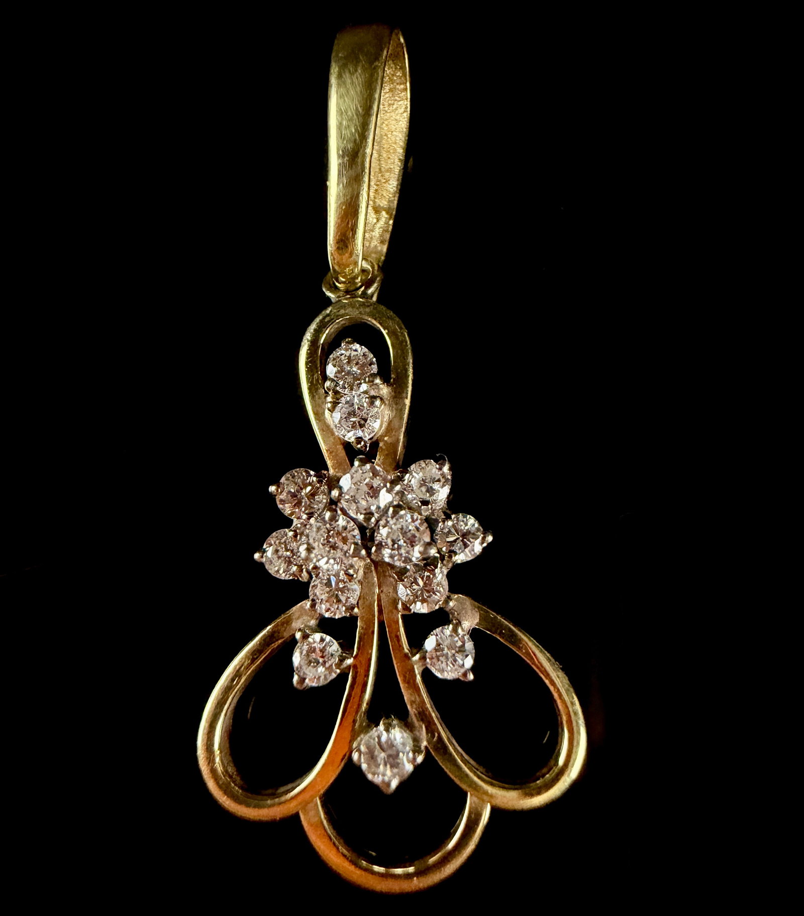 Effy 14 Karat Yellow Gold and Diamond Cluster Openwork Pendant (1 of 4)