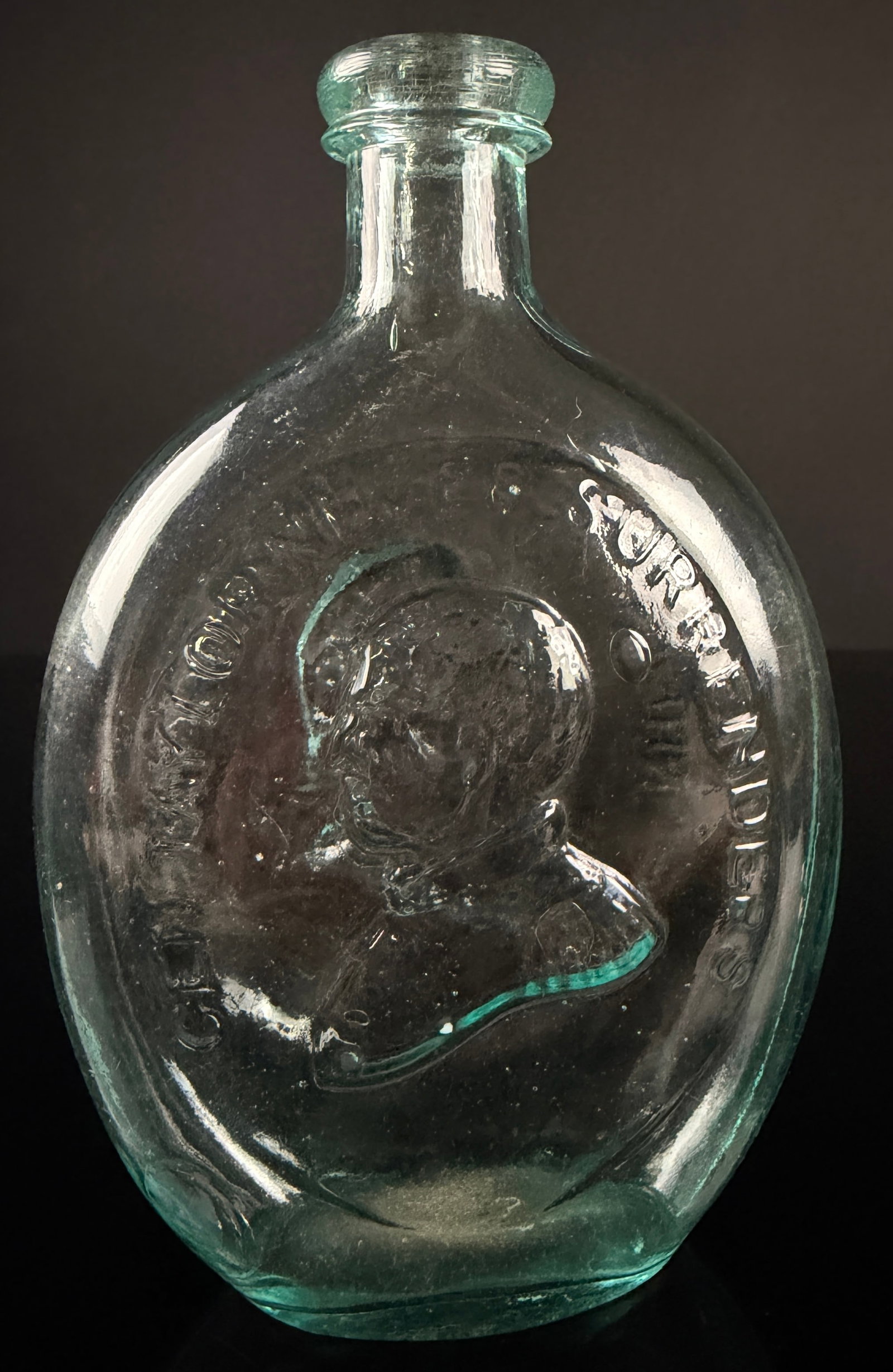 George Washington and Zachary Taylor Aquamarine Glass Historical Flask (1 of 12)