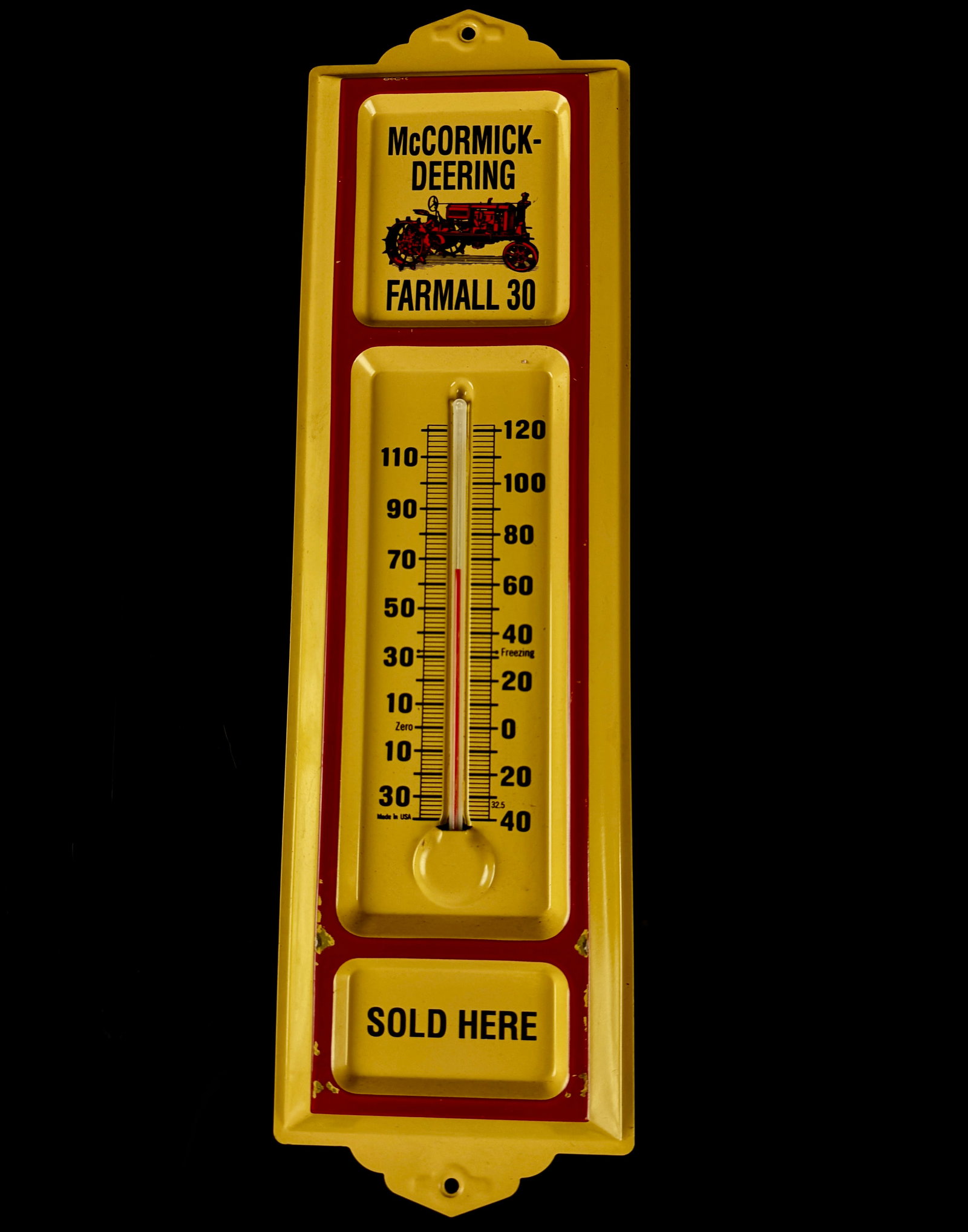 McCormick-Deering Farmall 30 Embossed Metal Advertising Thermometer (1 of 7)